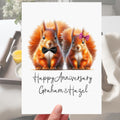Squirrel Anniversary Card Personalised