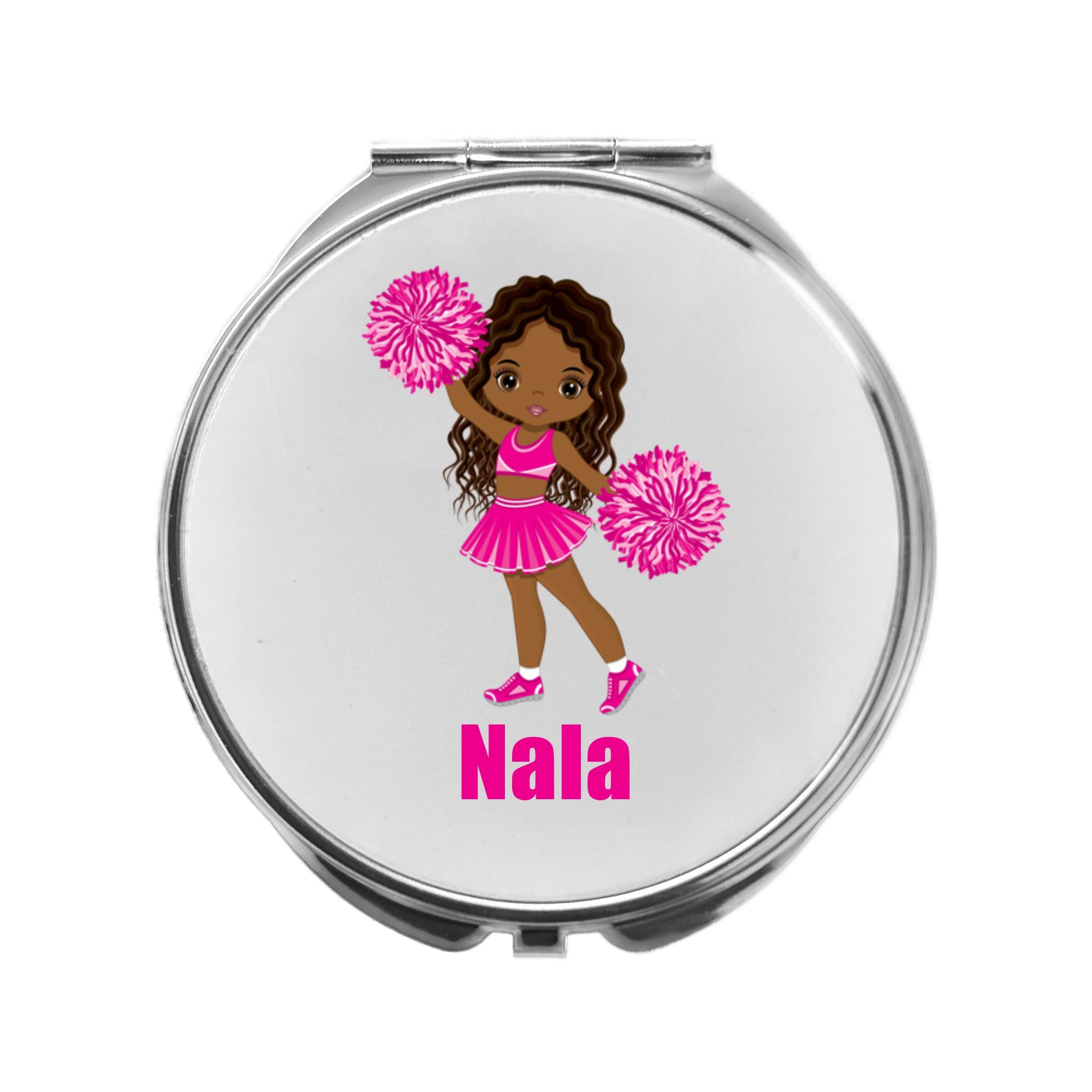 Cheerleader Mirror Compact Personalised Pink