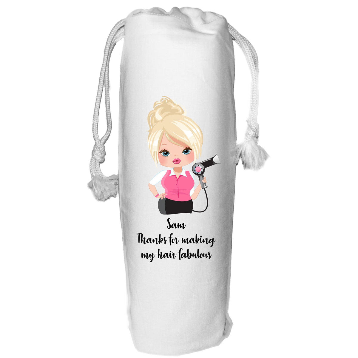 Hairdresser Wine Bag Personalised Gift for Salon Wedding New Job Thank you