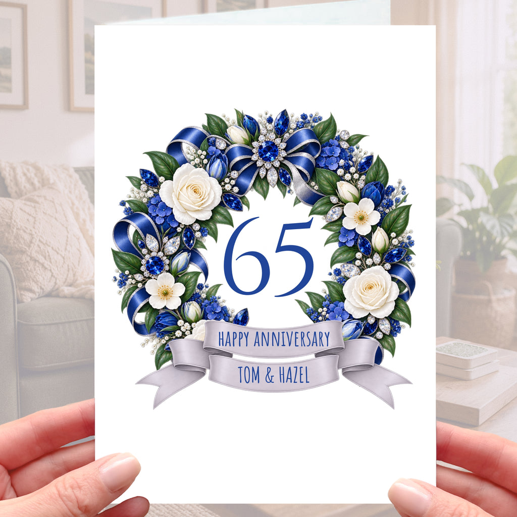 Happy 65th Anniversary Card - Personalised Sapphire Wedding 65 years