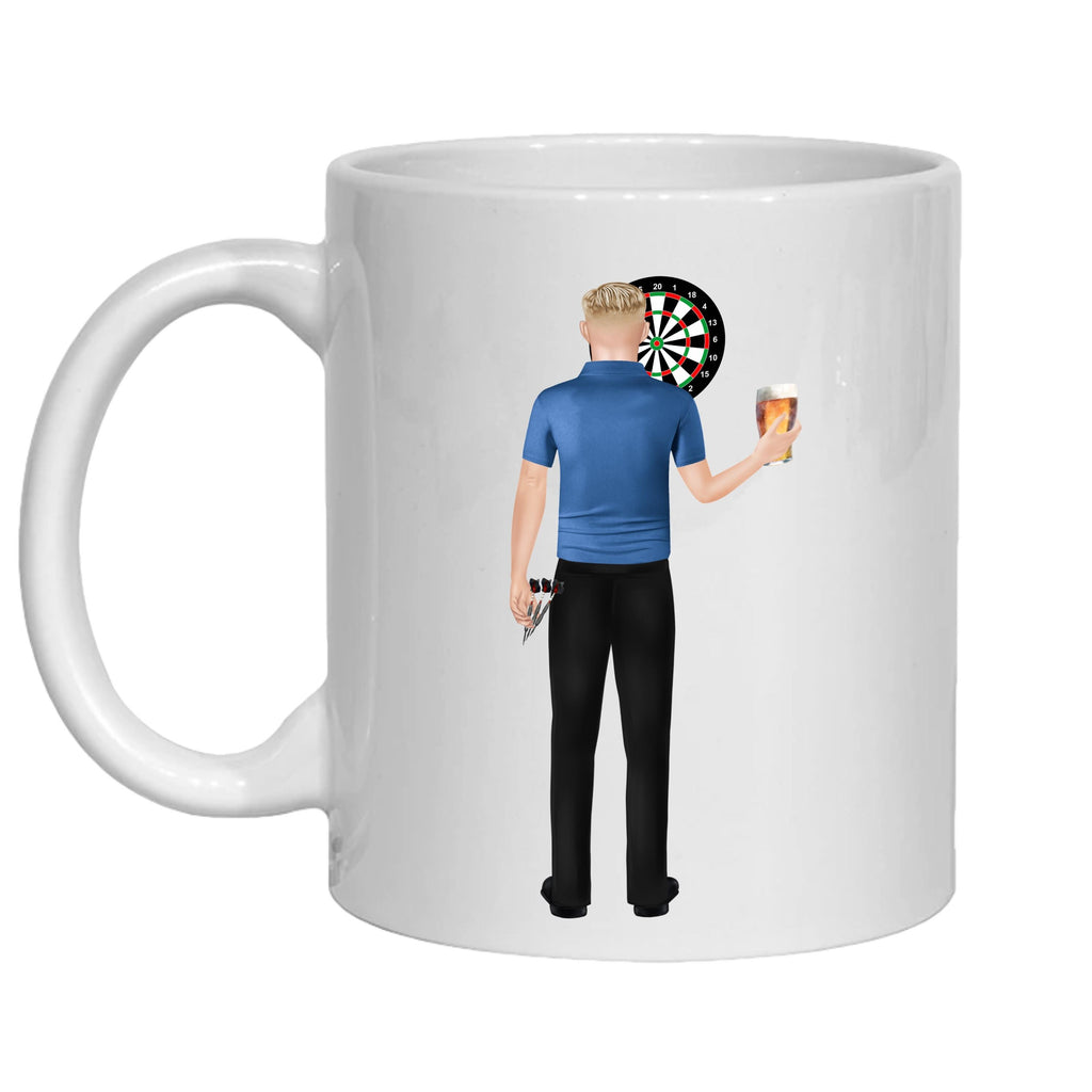Personalised Darts Mug – gift for dad, brother, son, 180 bullseye