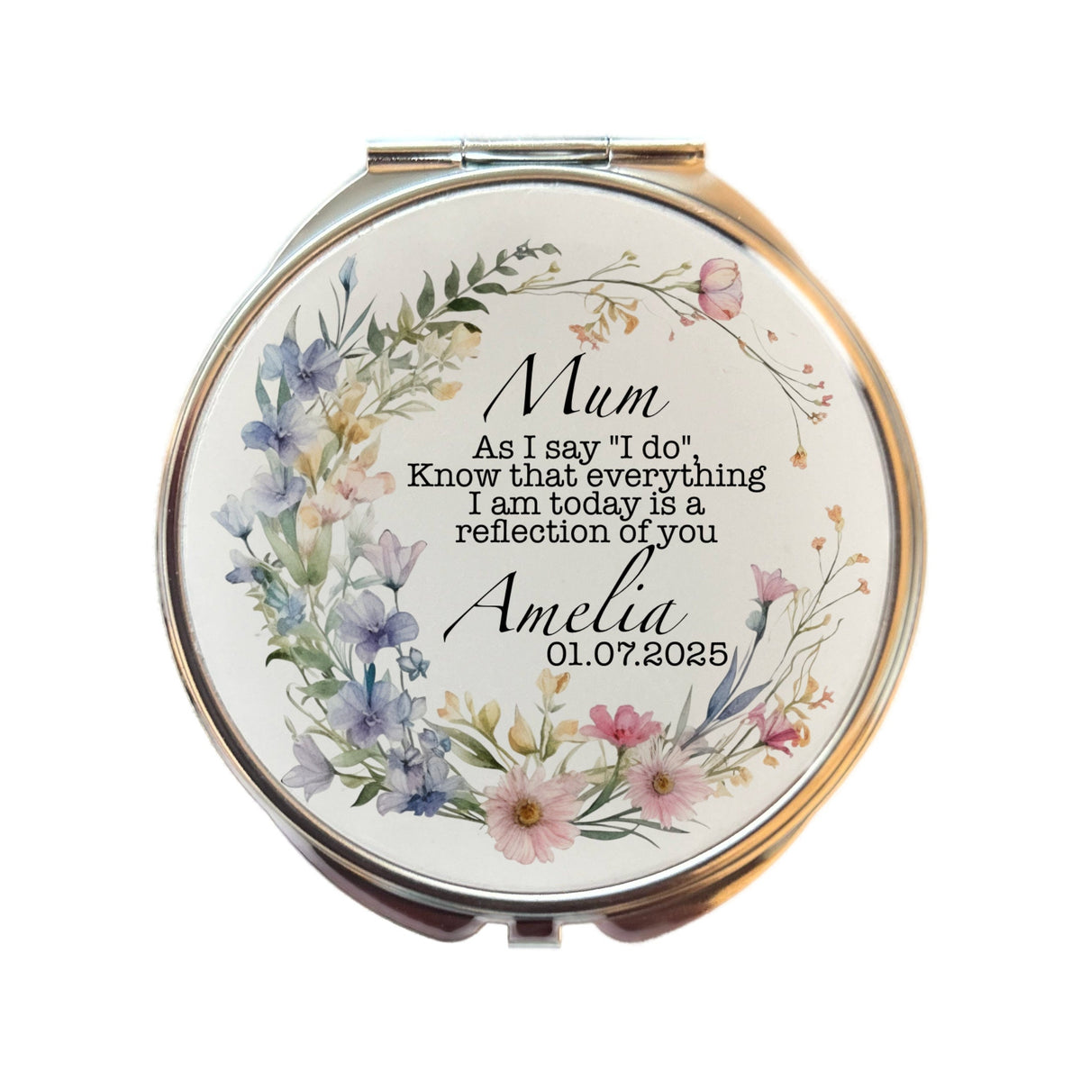 Mirror Compact for Mother of the Bride Groom Personalised Wedding Day Keepsake