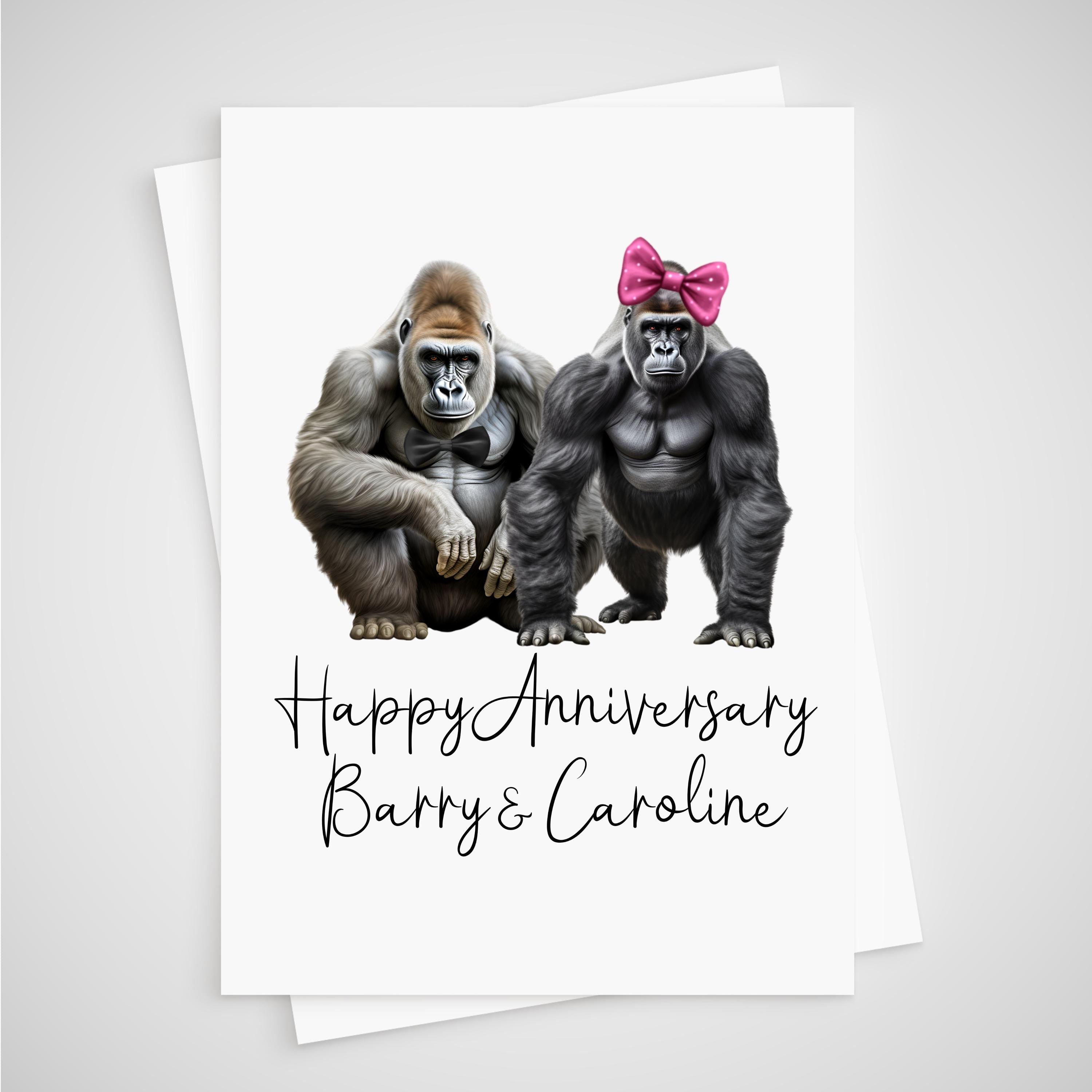 Gorilla Anniversary Card Personalised Monkey