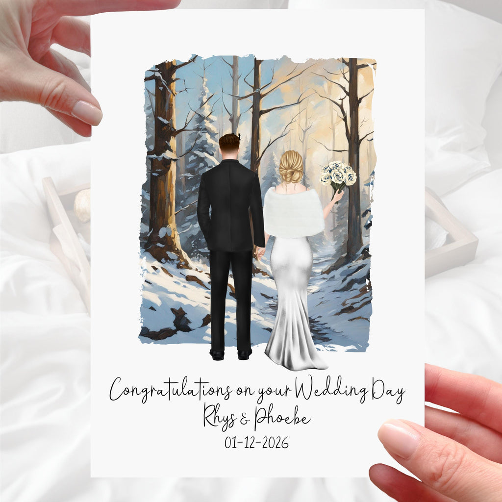 Winter Wedding Card Personalised Snow