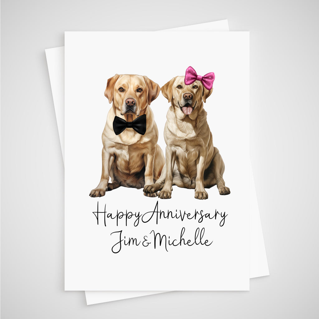 Labrador Anniversary Card Personalised Dog - Golden Chocolate Black