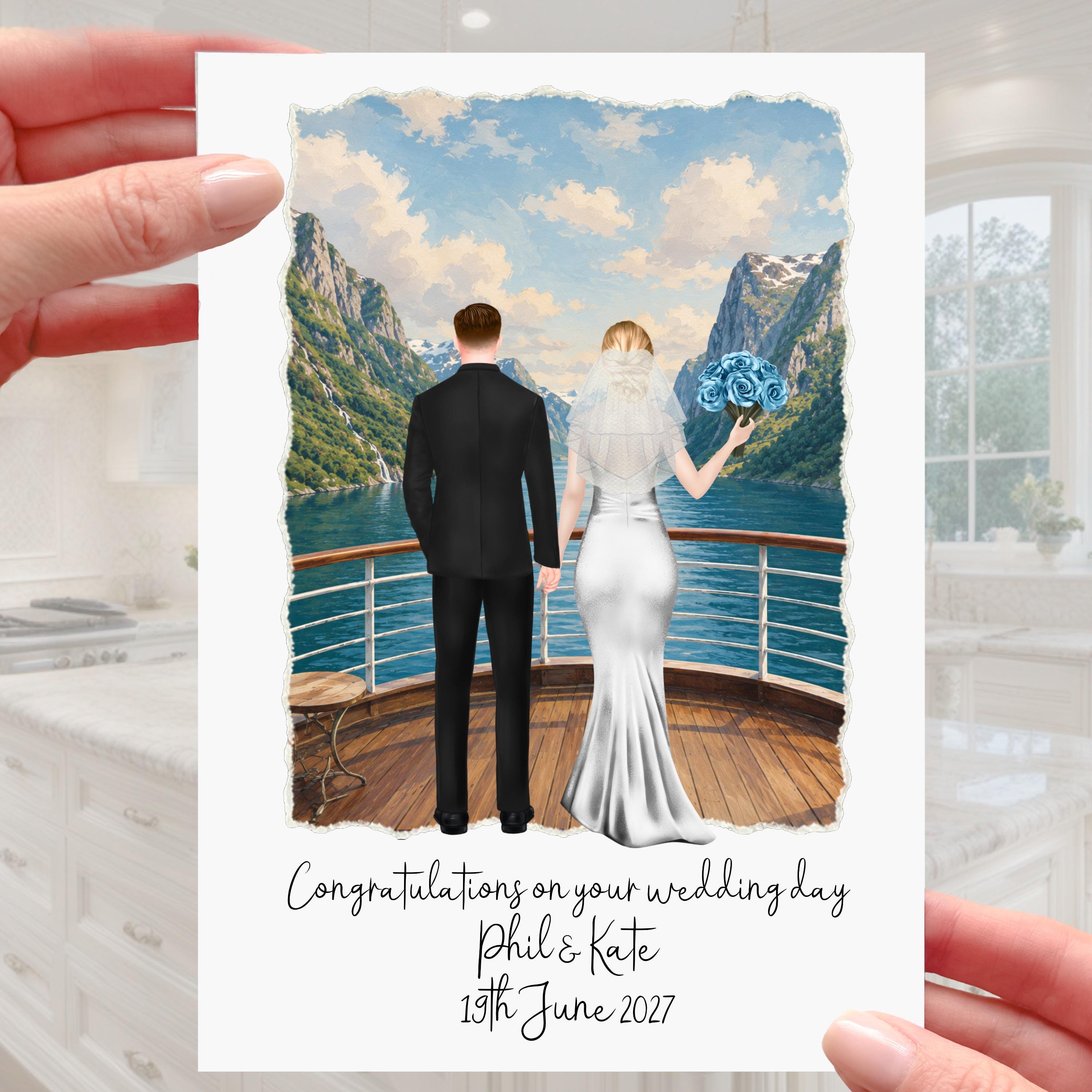 Norway Cruise Wedding Card Personalised Fjords Norwegian Ship Boat