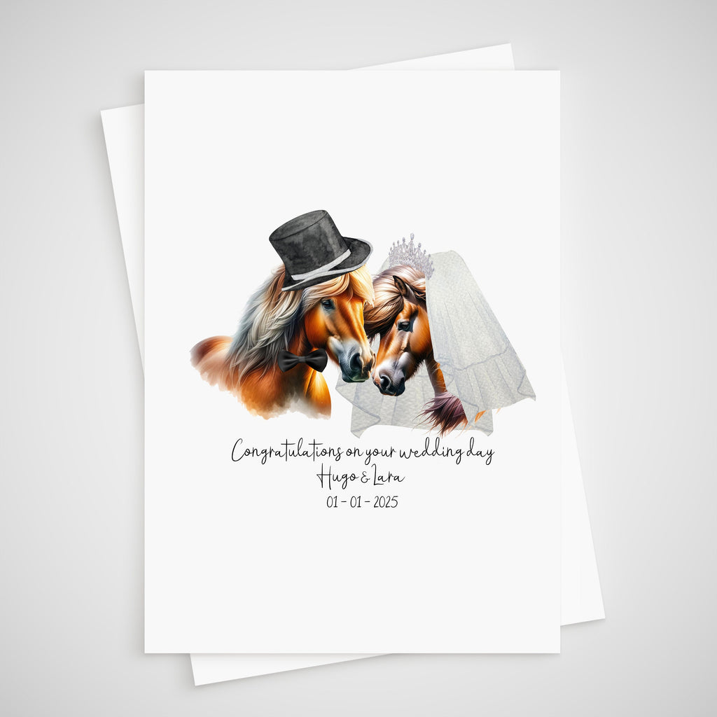 Horse Wedding Card Personalised Bride & Groom Icelandic