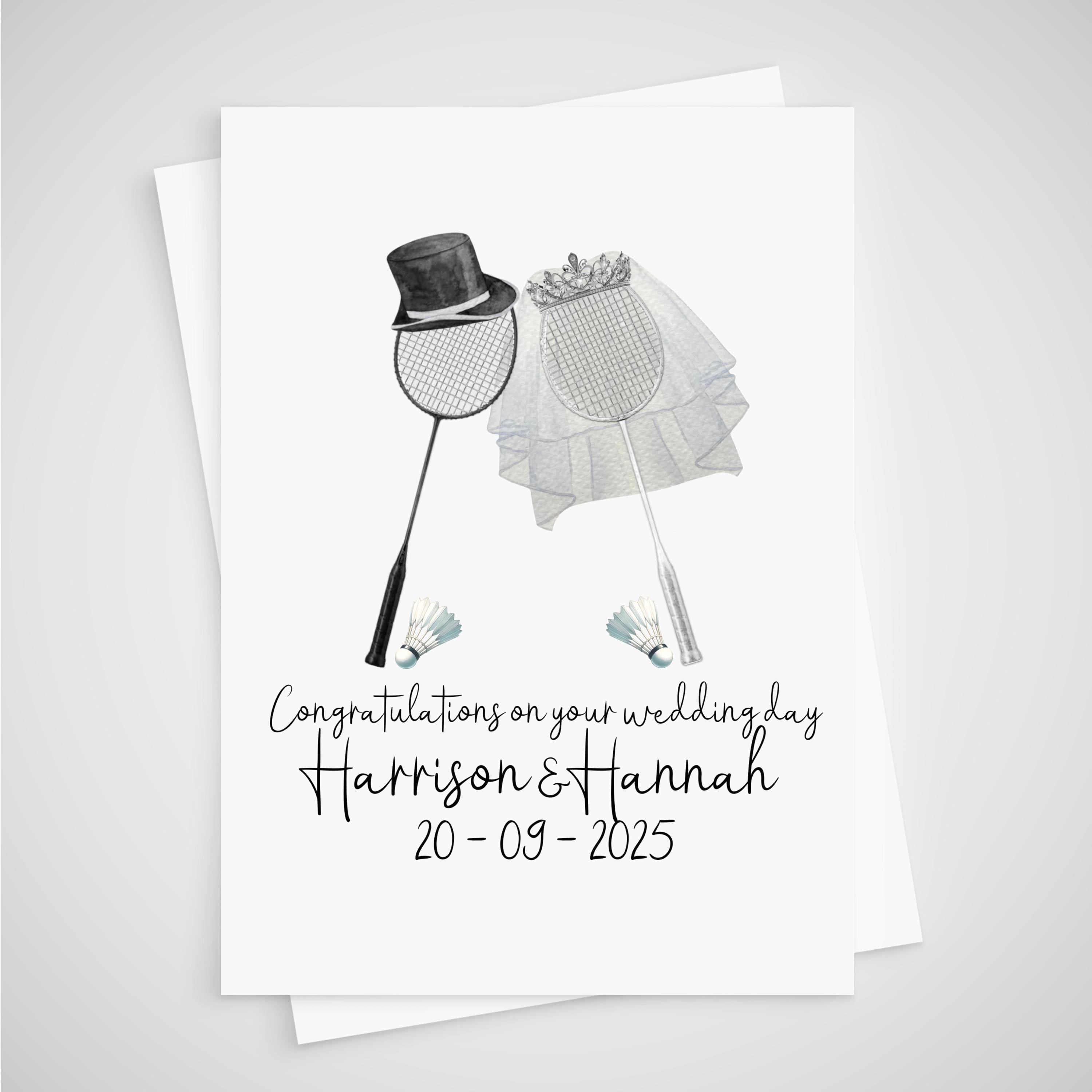 Badminton Wedding Card Personalised