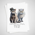 Personalised British Blue Cat Wedding Card Bride & Groom Shorthair Grey