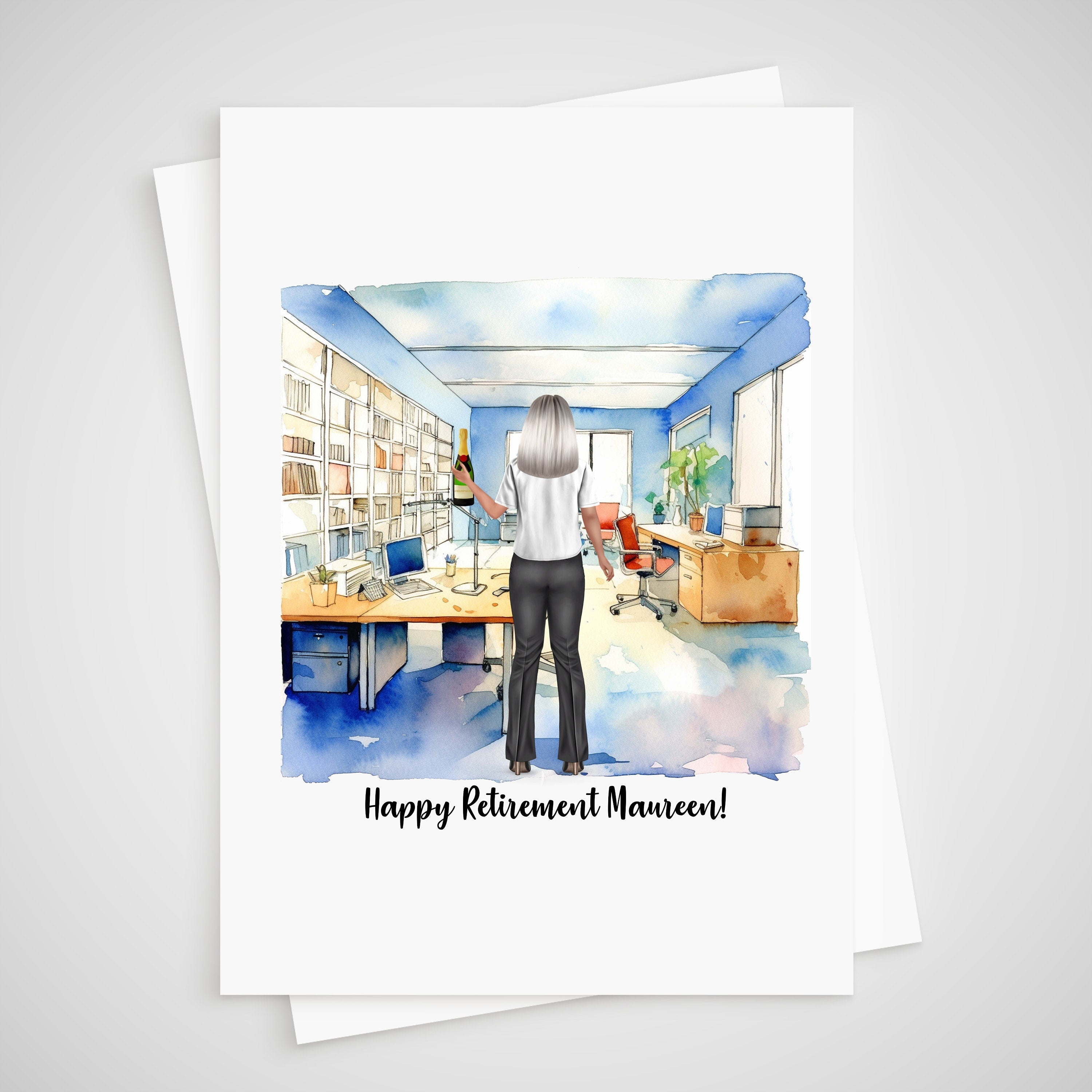 Office Worker Retirement Card Personalised
