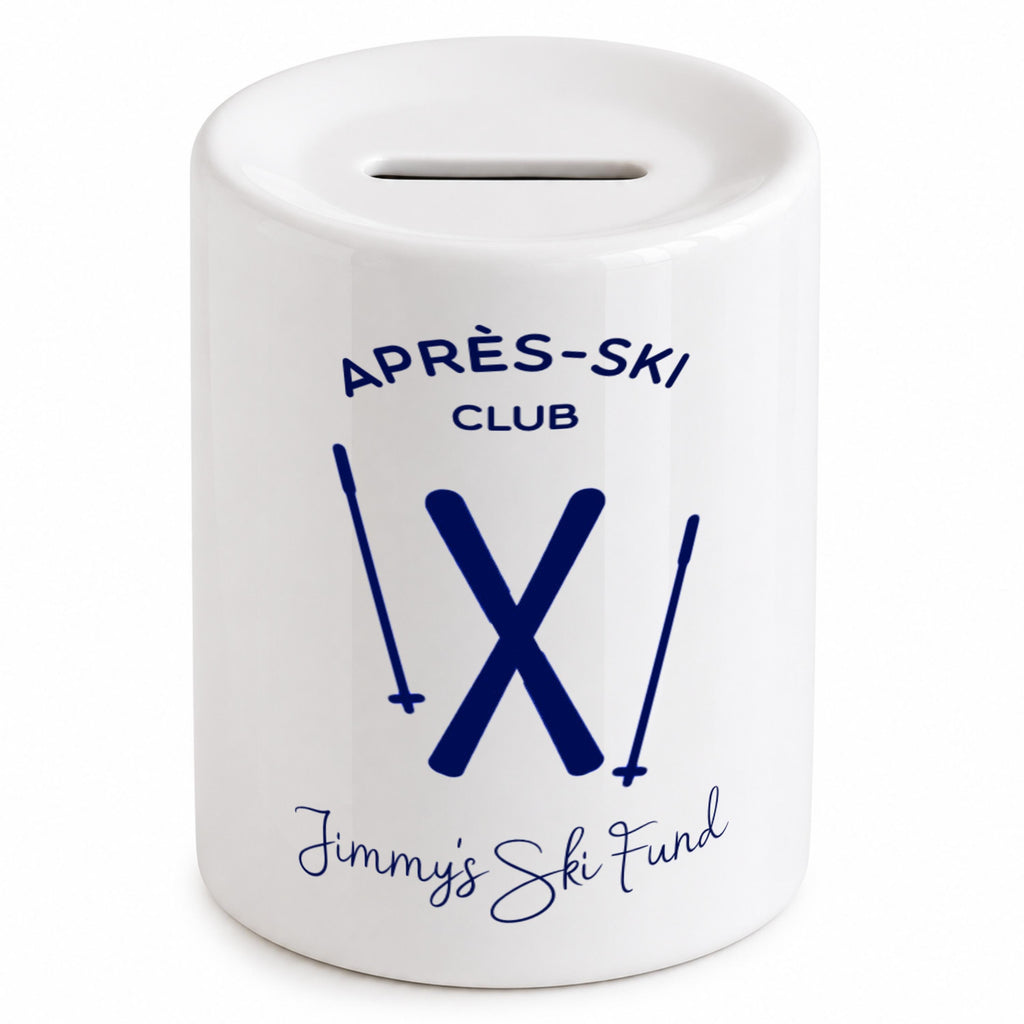 Personalised Ski Fund Money Box - Savings for skiing trip apres-ski club