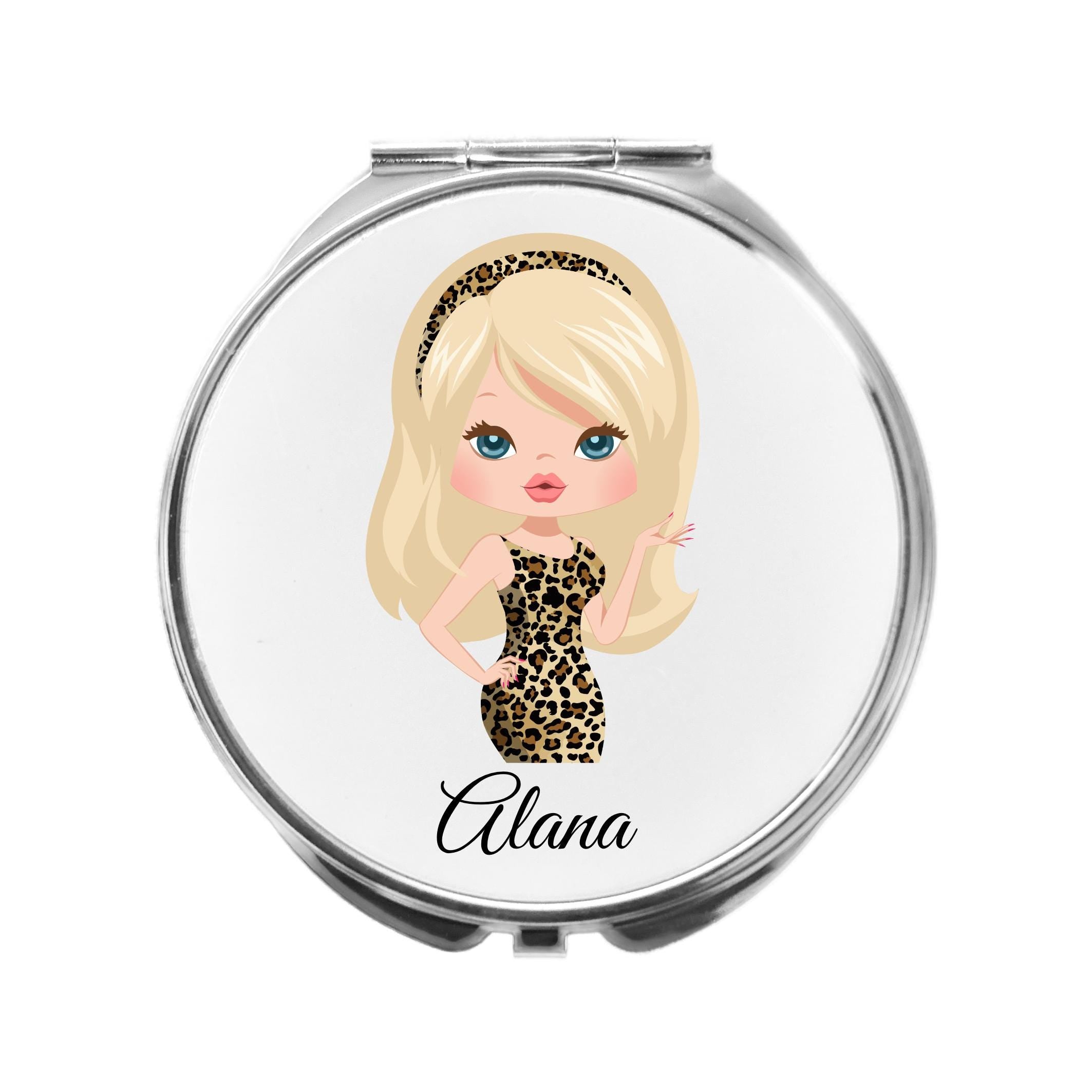 Personalized Leopard Print Compact Mirror, Friend Gift