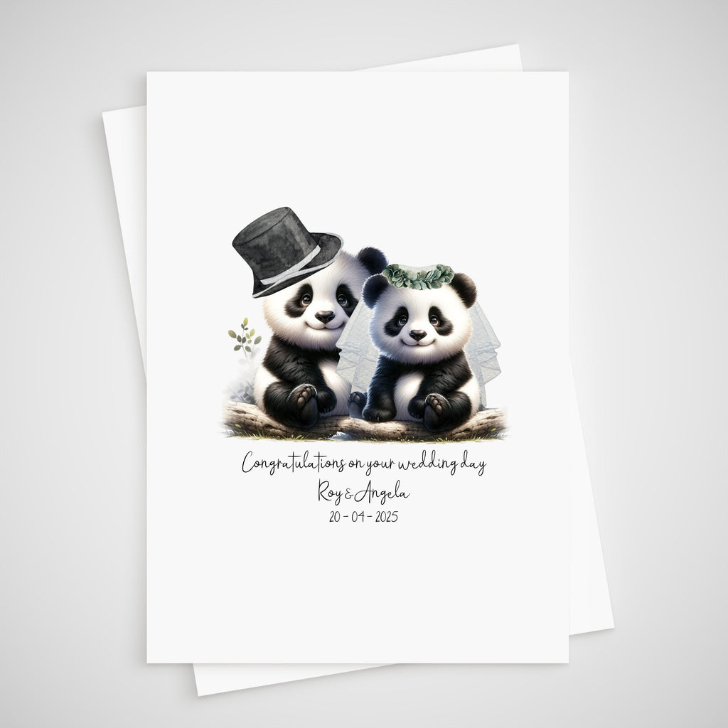 Panda Wedding Card Personalised Bride & Groom