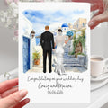 Santorini Wedding Card Personalised Bride & Groom Greece