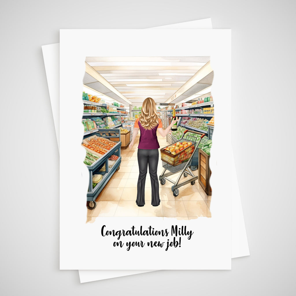Cashier New Job Card Personalised Supermarket Shop Worker