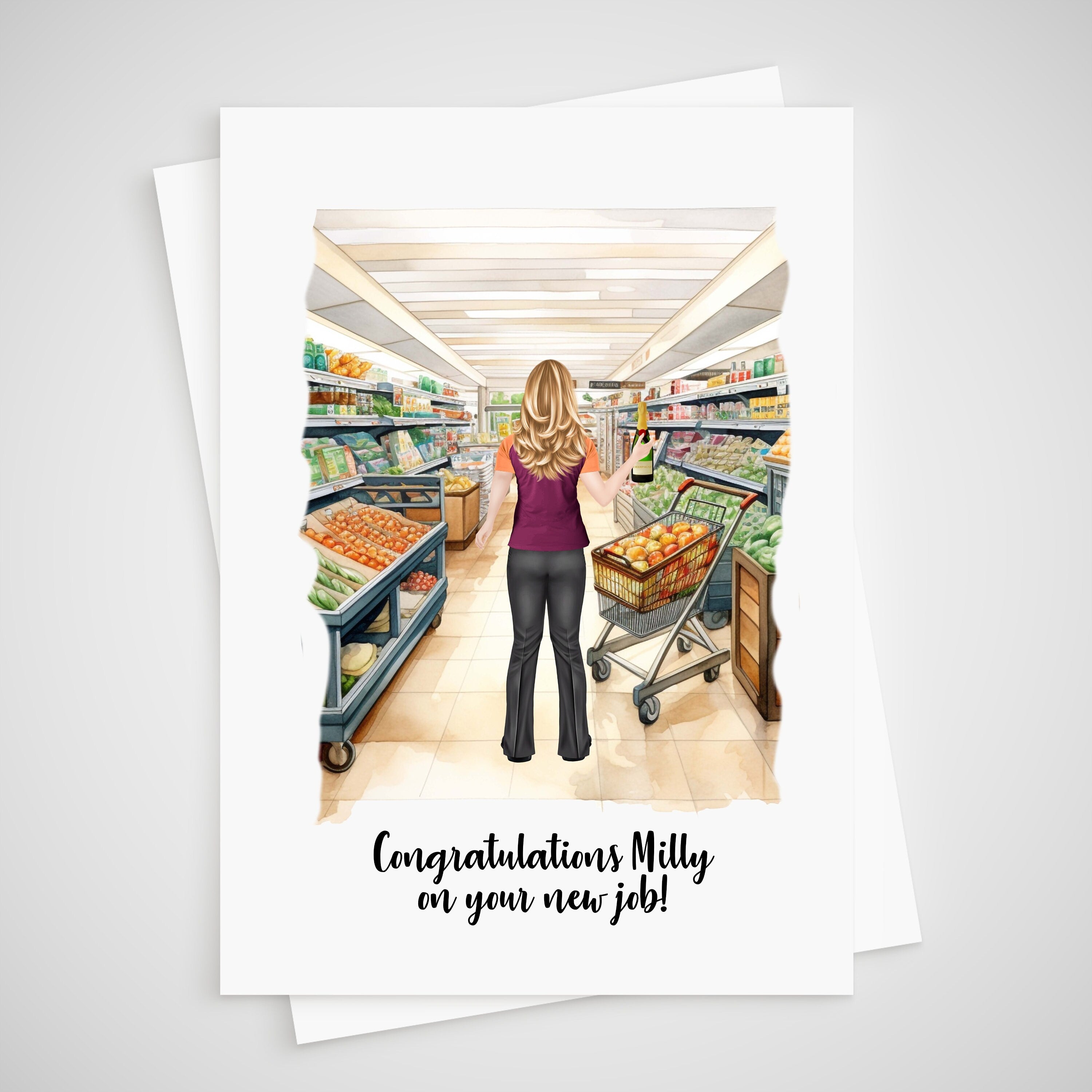 Cashier New Job Card Personalised Supermarket Shop Worker