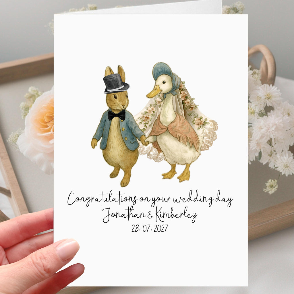 Duck & Rabbit Wedding Card Personalised Bride Groom