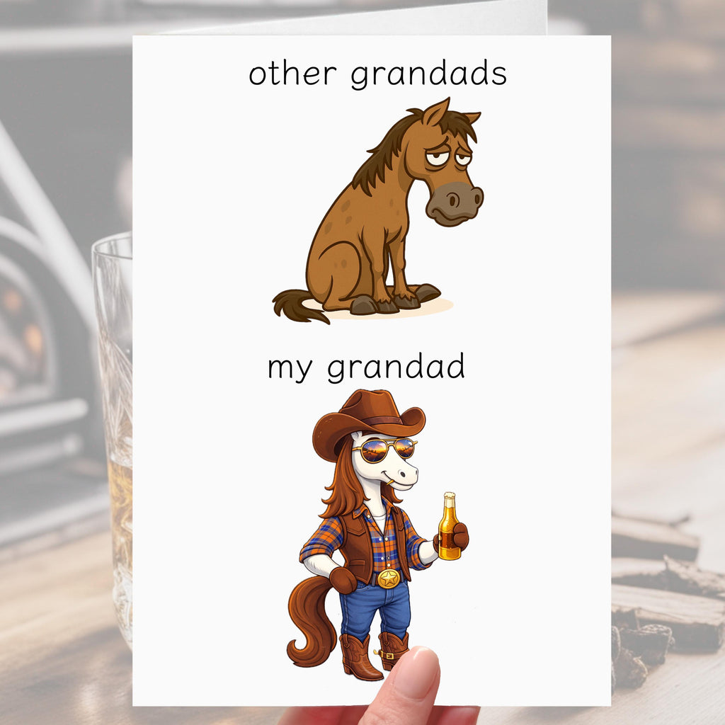 Cowboy Grandad Card - funny horse card for grandfather, papa, personalised