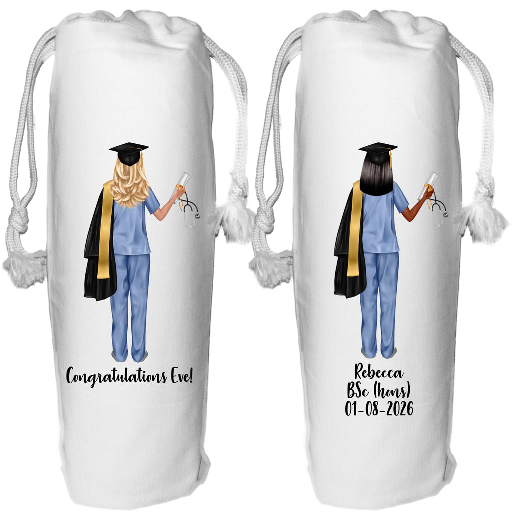 Personalized Nurse Graduation Wine Bottle Gift Bag for female