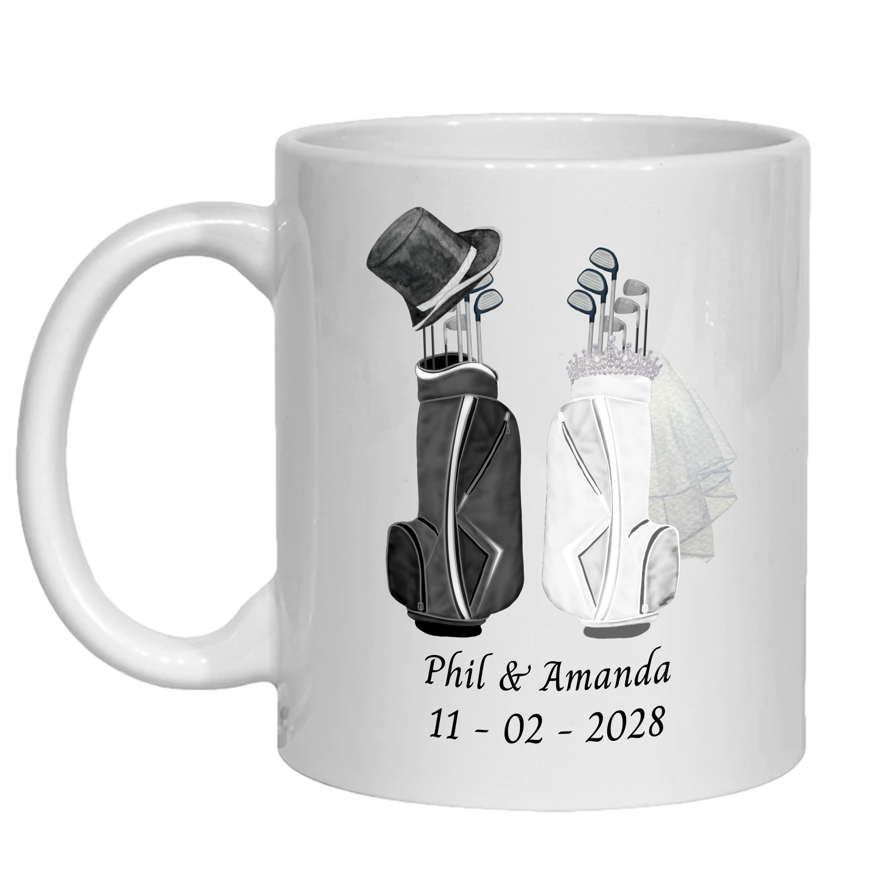 Personalised Golf Wedding Mug gift for Bride & Groom