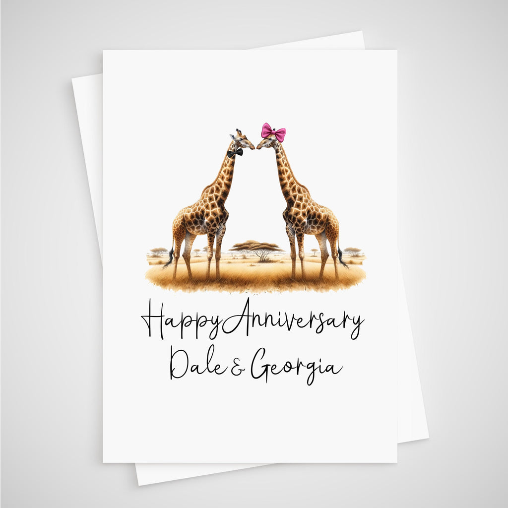 Giraffe Anniversary Card Personalised