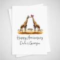 Giraffe Anniversary Card Personalised