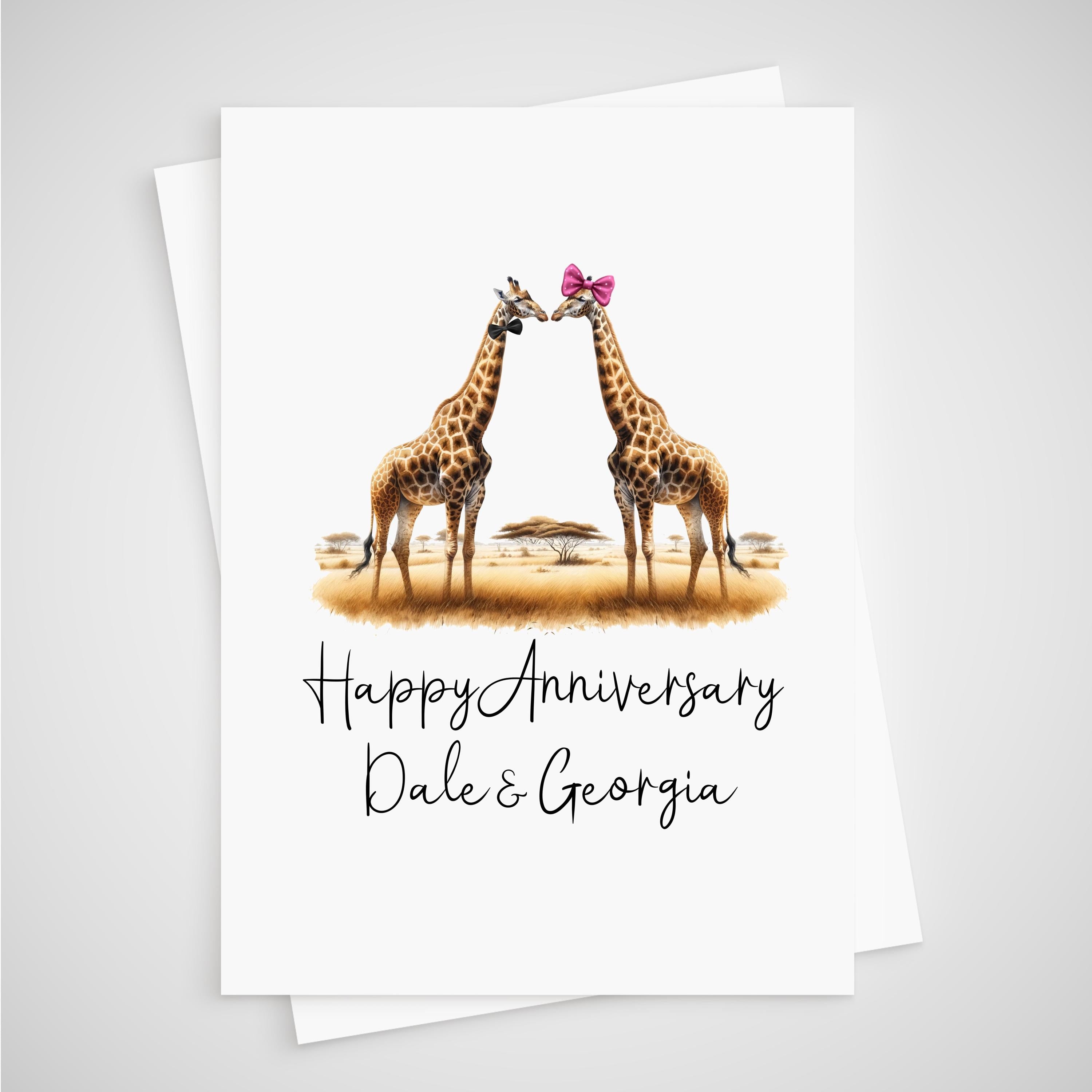 Giraffe Anniversary Card Personalised