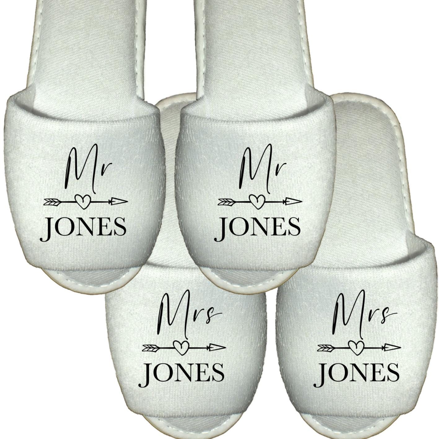 Personalised Mr Mrs Spa Slippers Wedding Gift Honeymoon