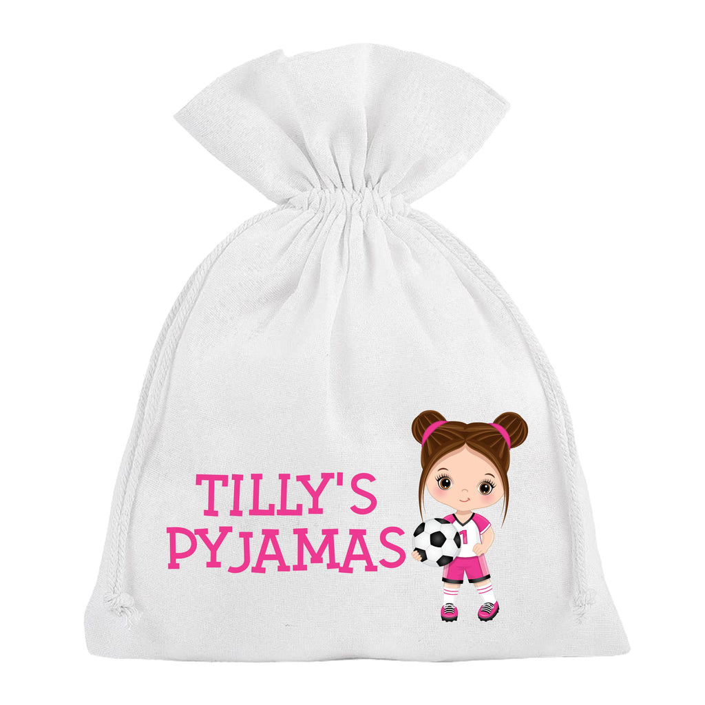 Girls Football Pyjama Bag Personalised Soccer PJ's