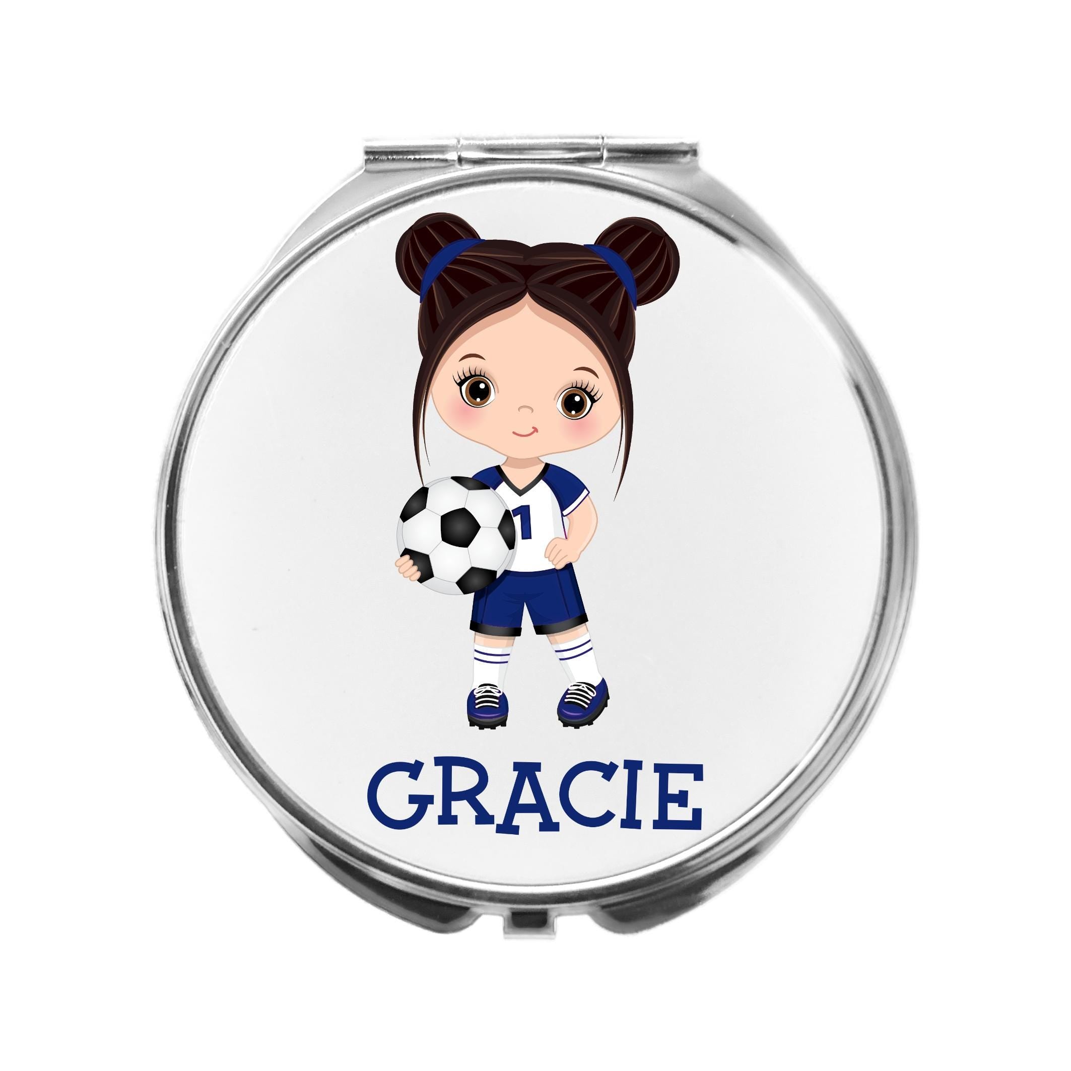 Personalised Football Girl Compact Mirror Soccer Ladies Soccer