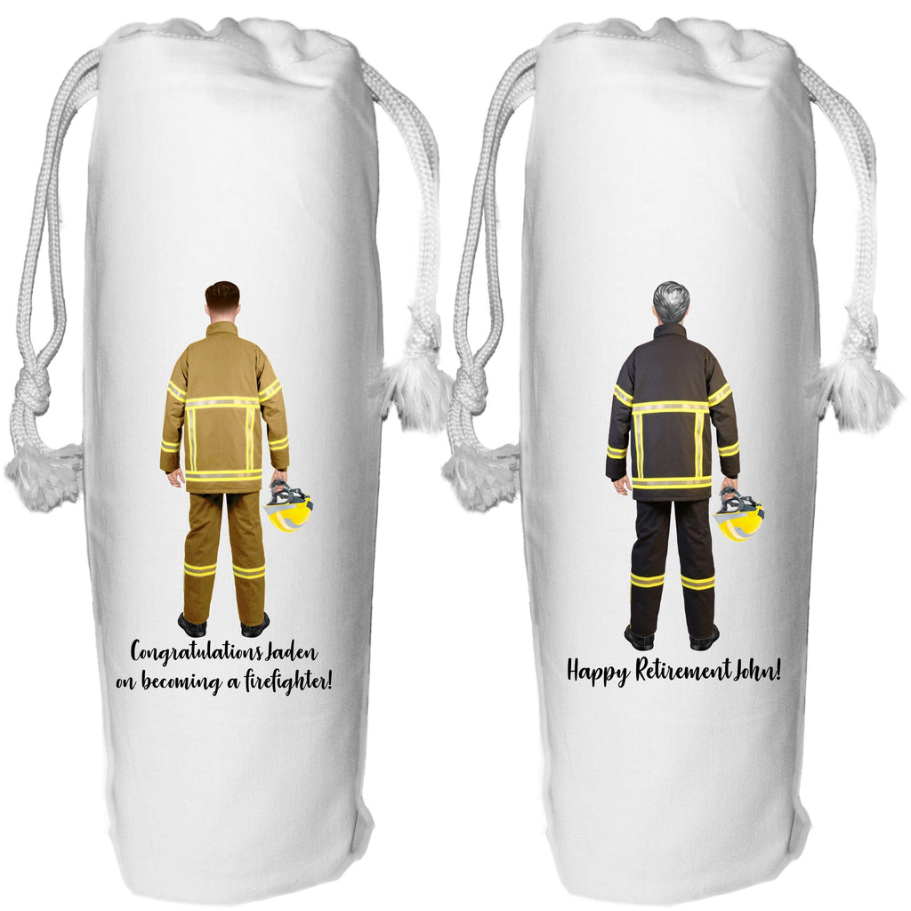 Firefighter Wine Bag Personalised for him Fireman Thank you Appreciation gift retirement new job