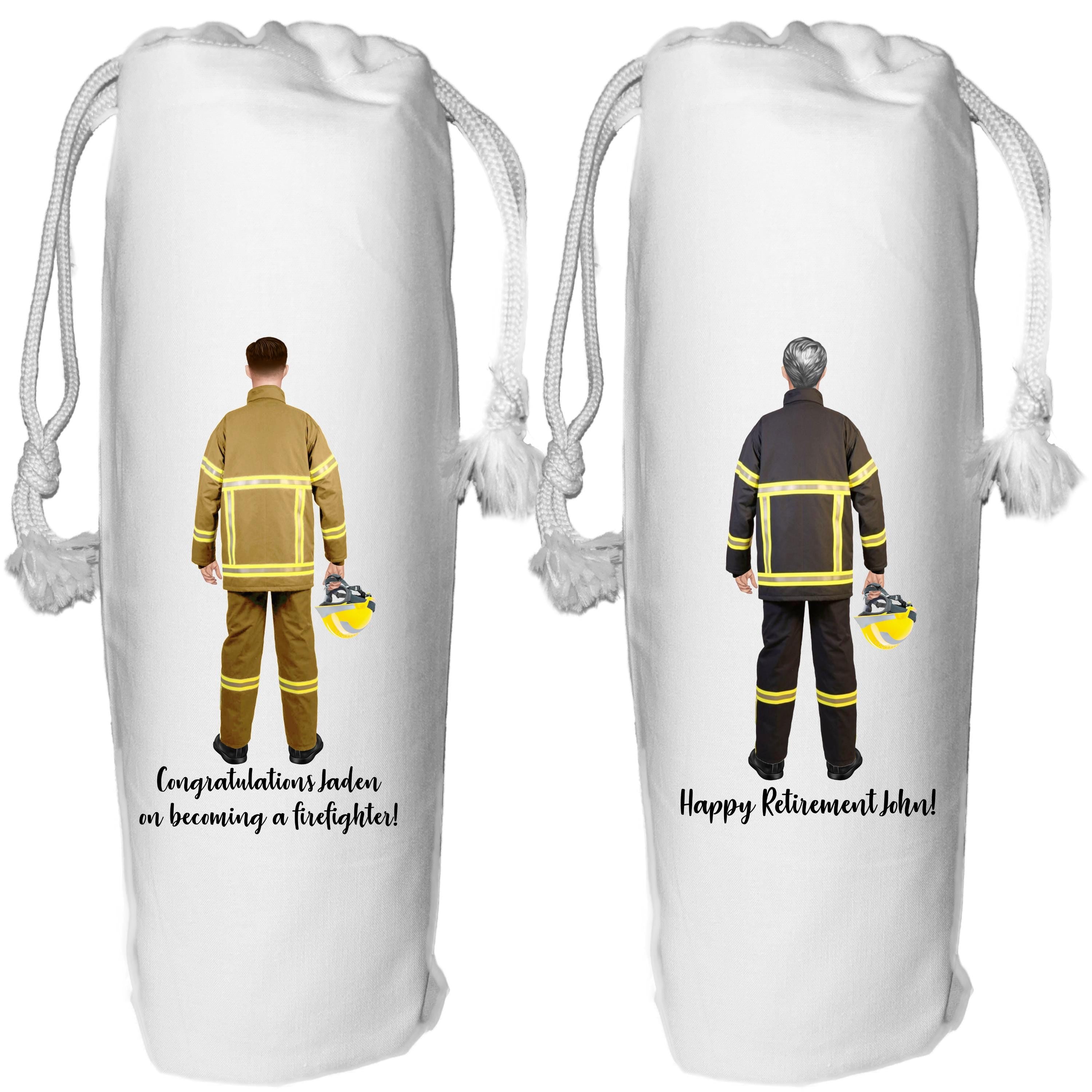 Firefighter Wine Bag Personalised for him Fireman Thank you Appreciation gift retirement new job
