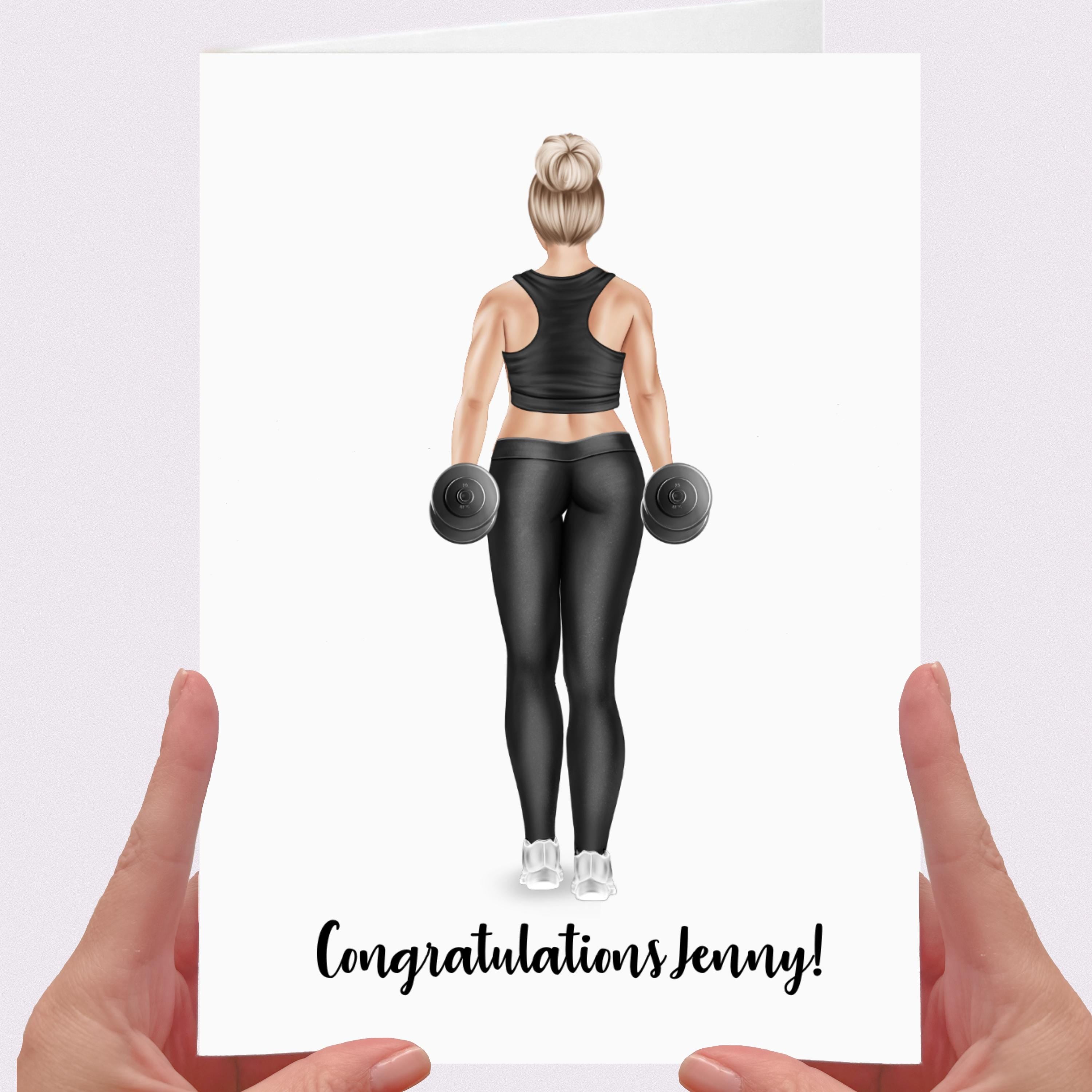 Gym Card Personalised for woman Thank you congratulations Weights