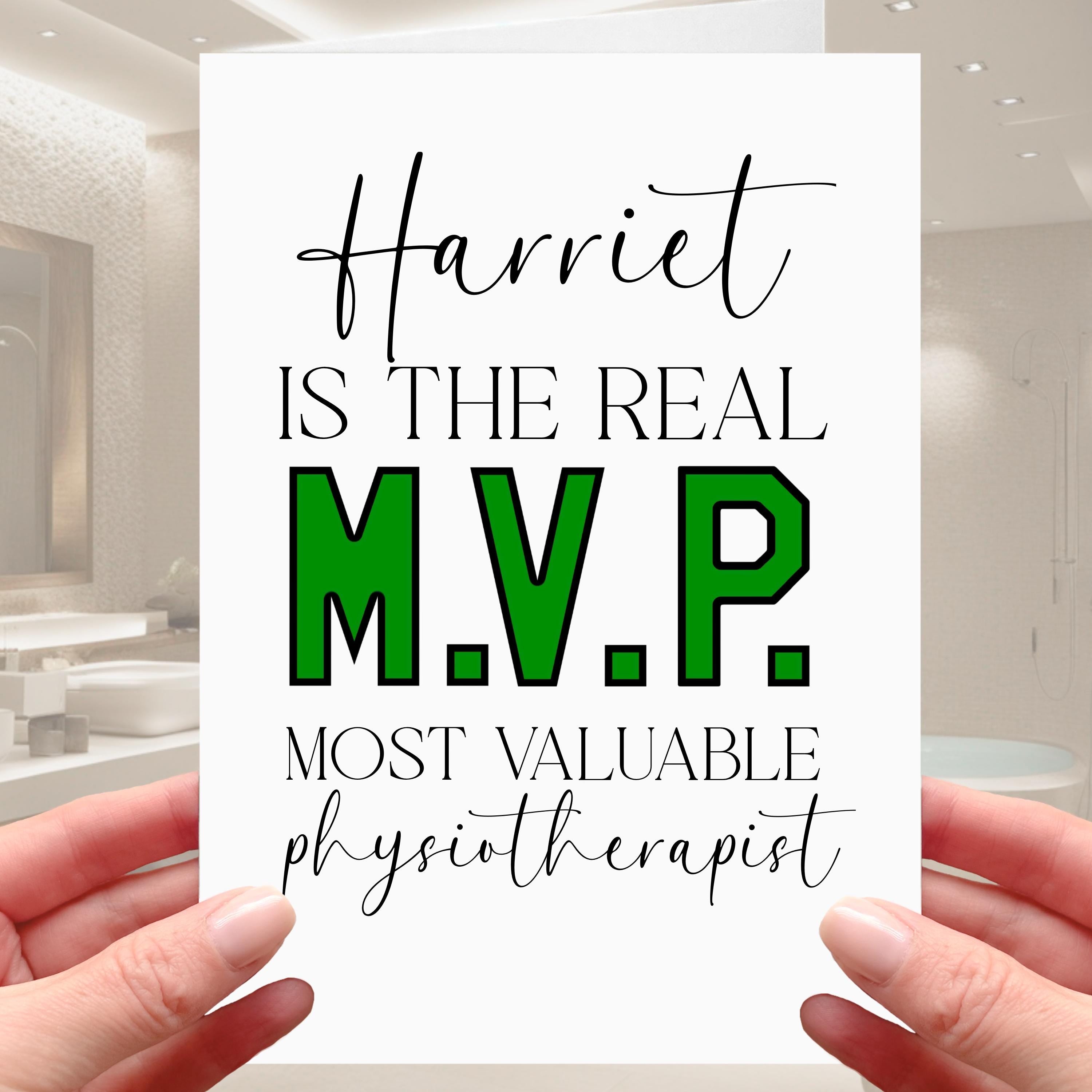 Physiotherapist Card Personalised MVP New Job Retirement Physio