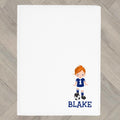 Boys Football Towel Personalised Soccer Blue Red