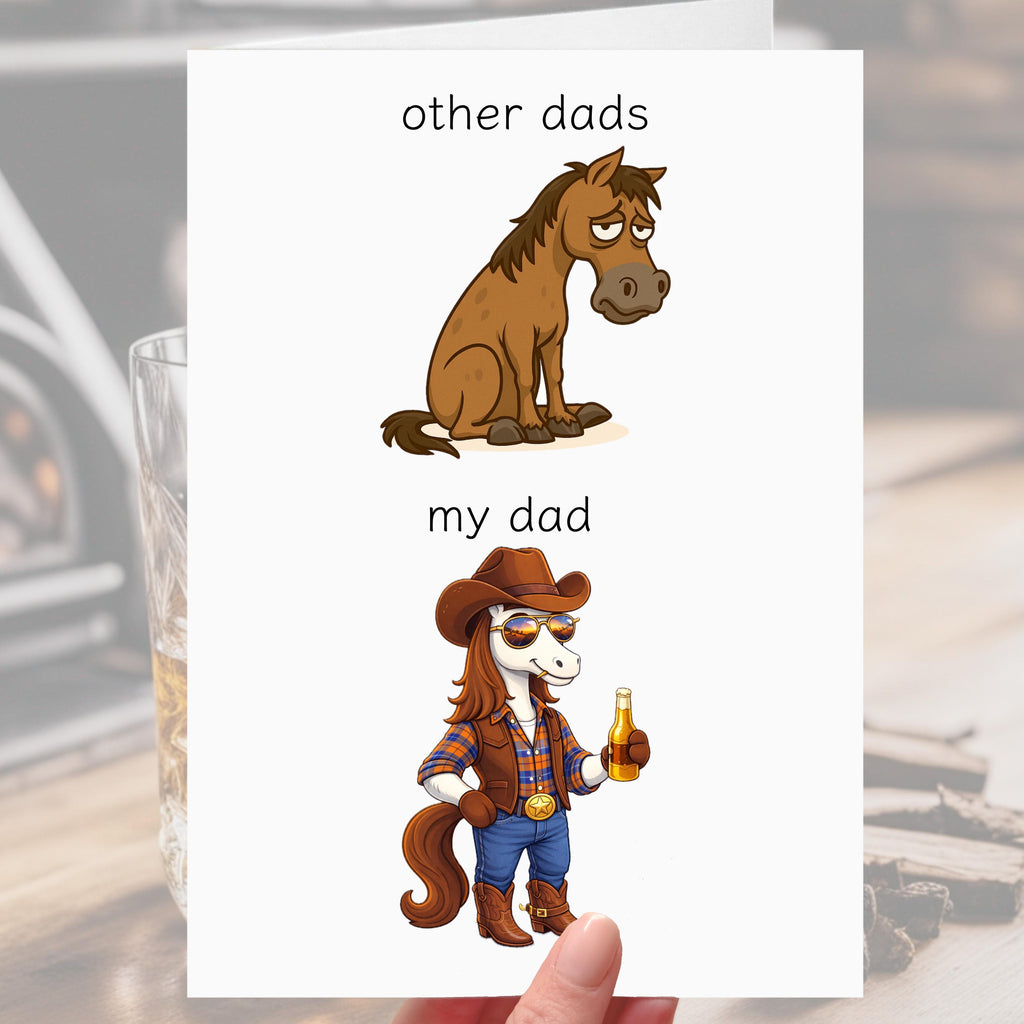 Best Dad Cowboy Card - funny horse card for father, daddy, papa, personalised