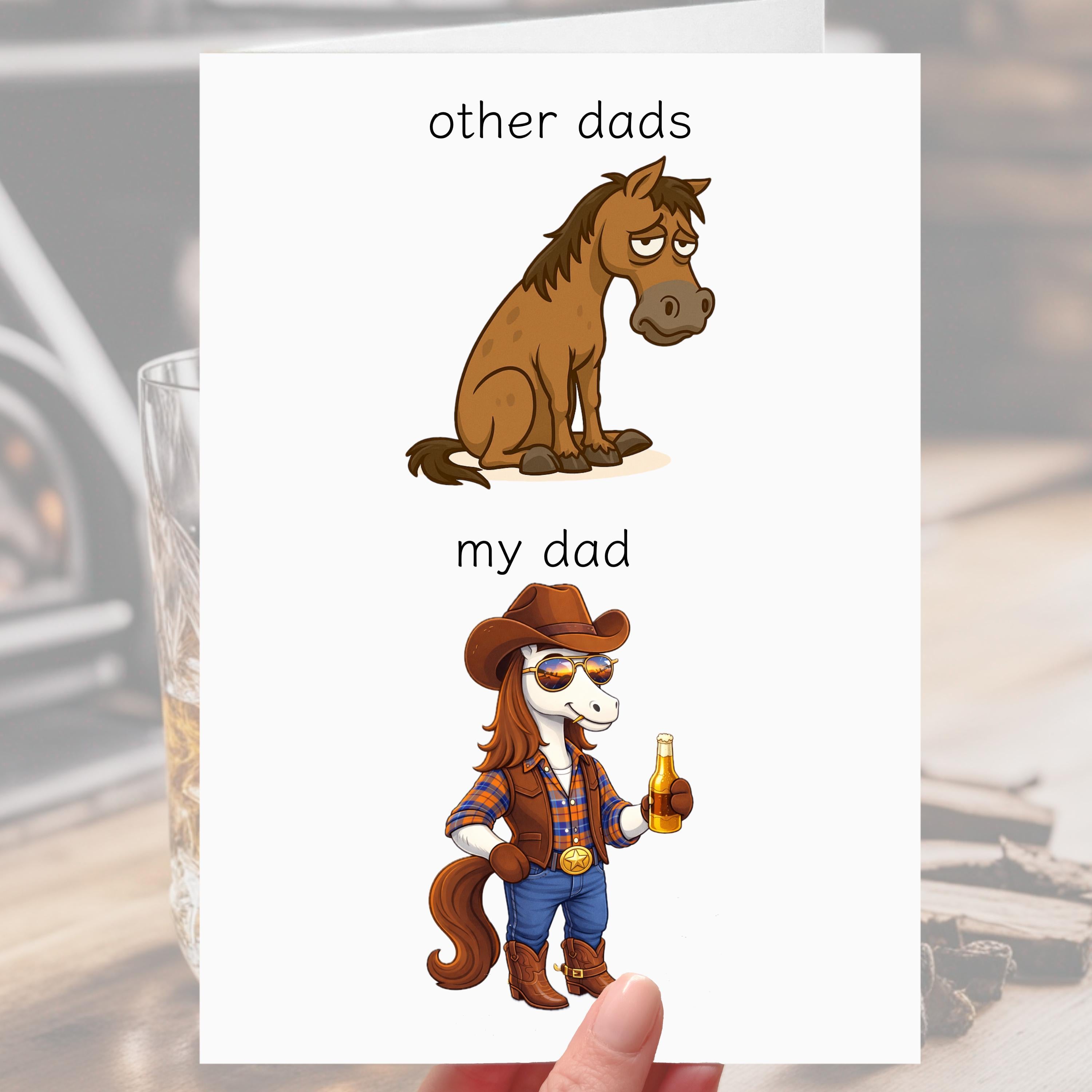 Best Dad Cowboy Card - funny horse card for father, daddy, papa, personalised
