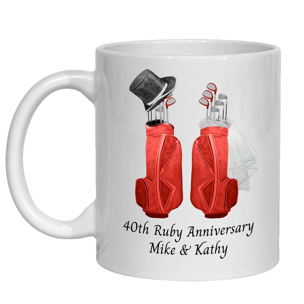 Personalised Golf 40th Ruby Anniversary Mug gift