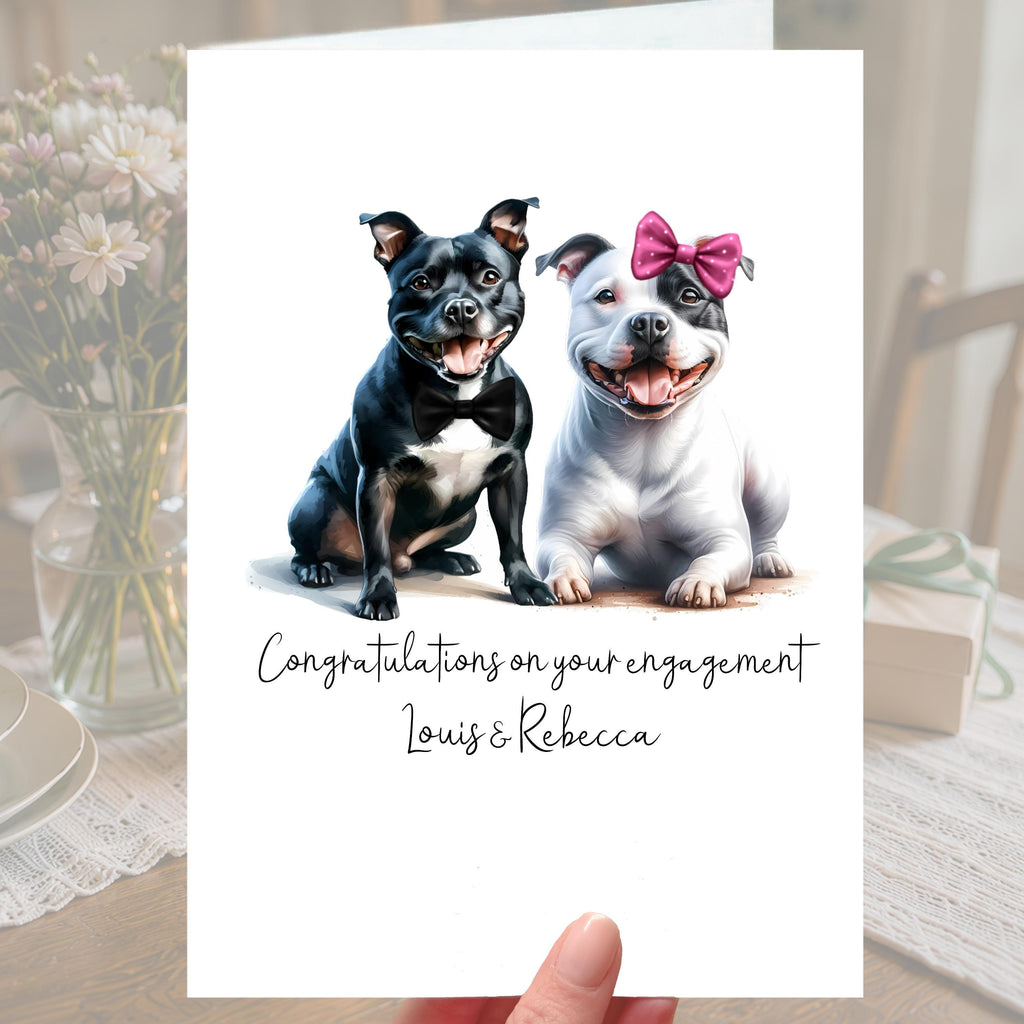 Staffordshire Bull Terrier Engagement Card Personalised Staffy Dog