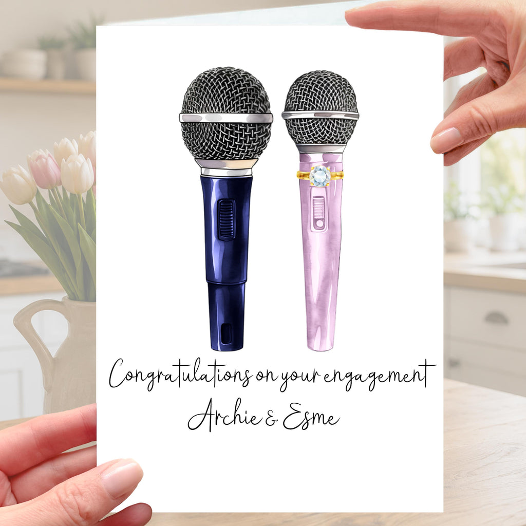 Singing Engagement Card Personalised Microphone Karaoke Musician Vocalist