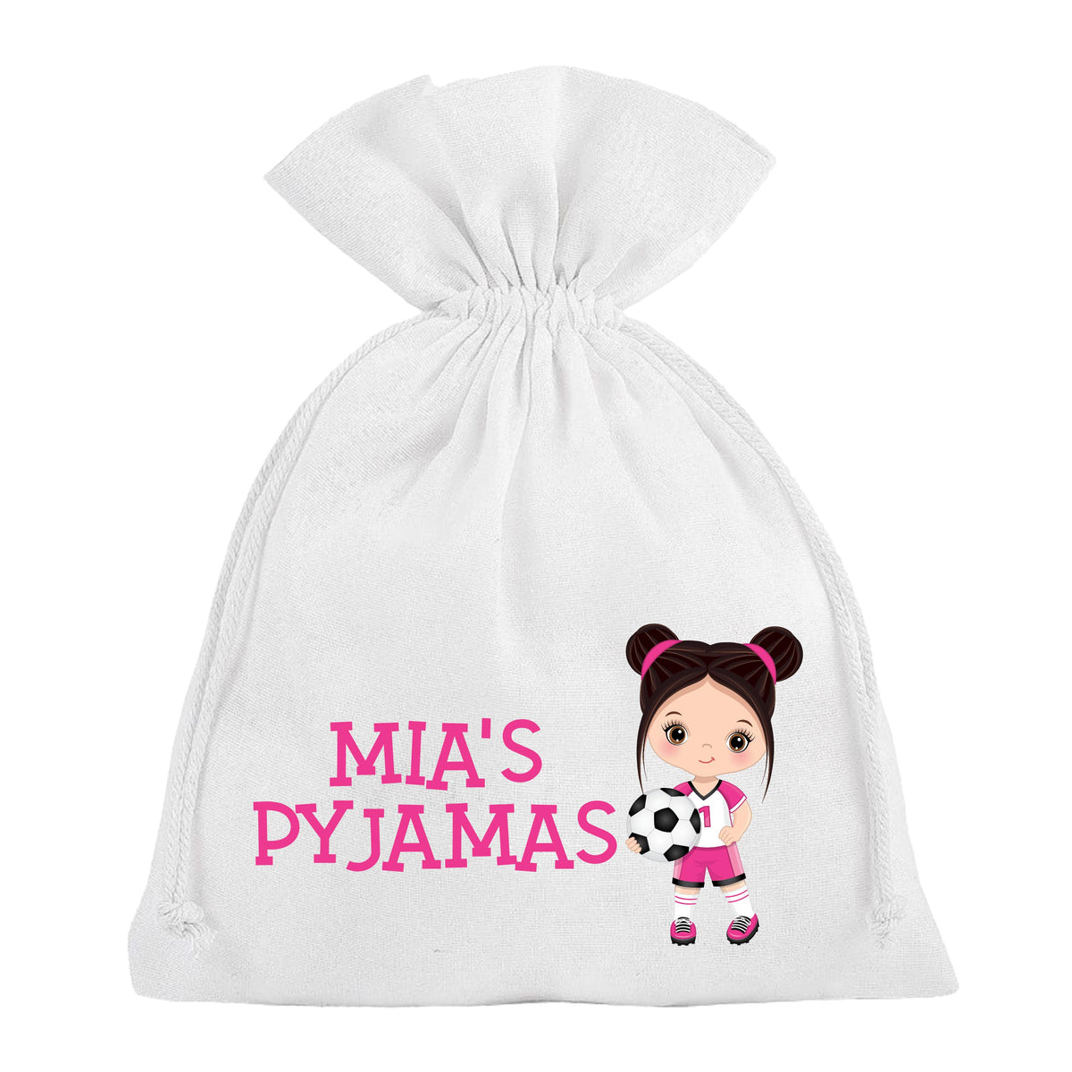 Girls Football Pyjama Bag Personalised Soccer PJ's