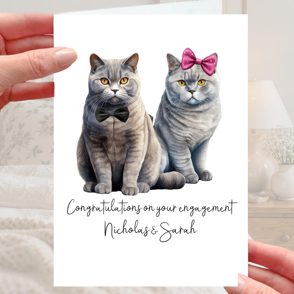 British Blue Cat Engagement Card Personalised
