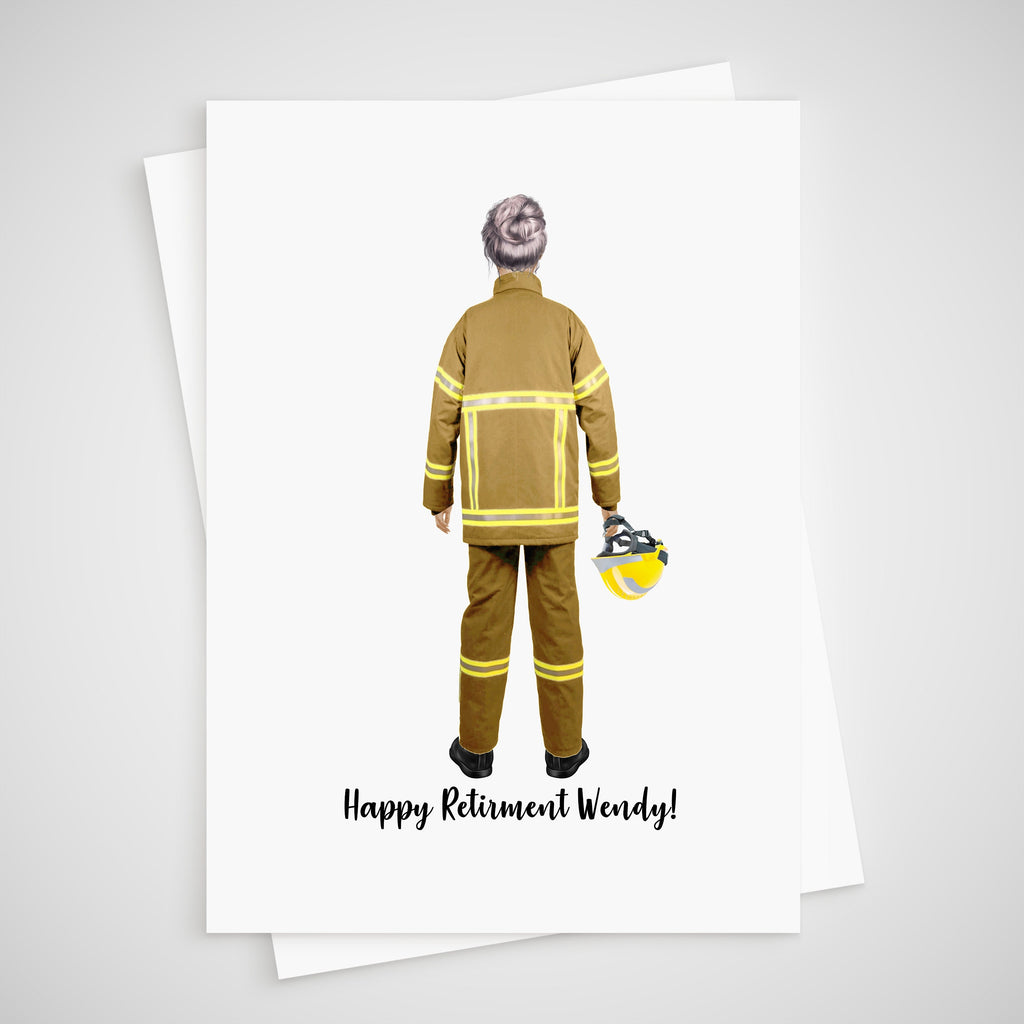 Firewoman Retirement Card Personalised firefighter