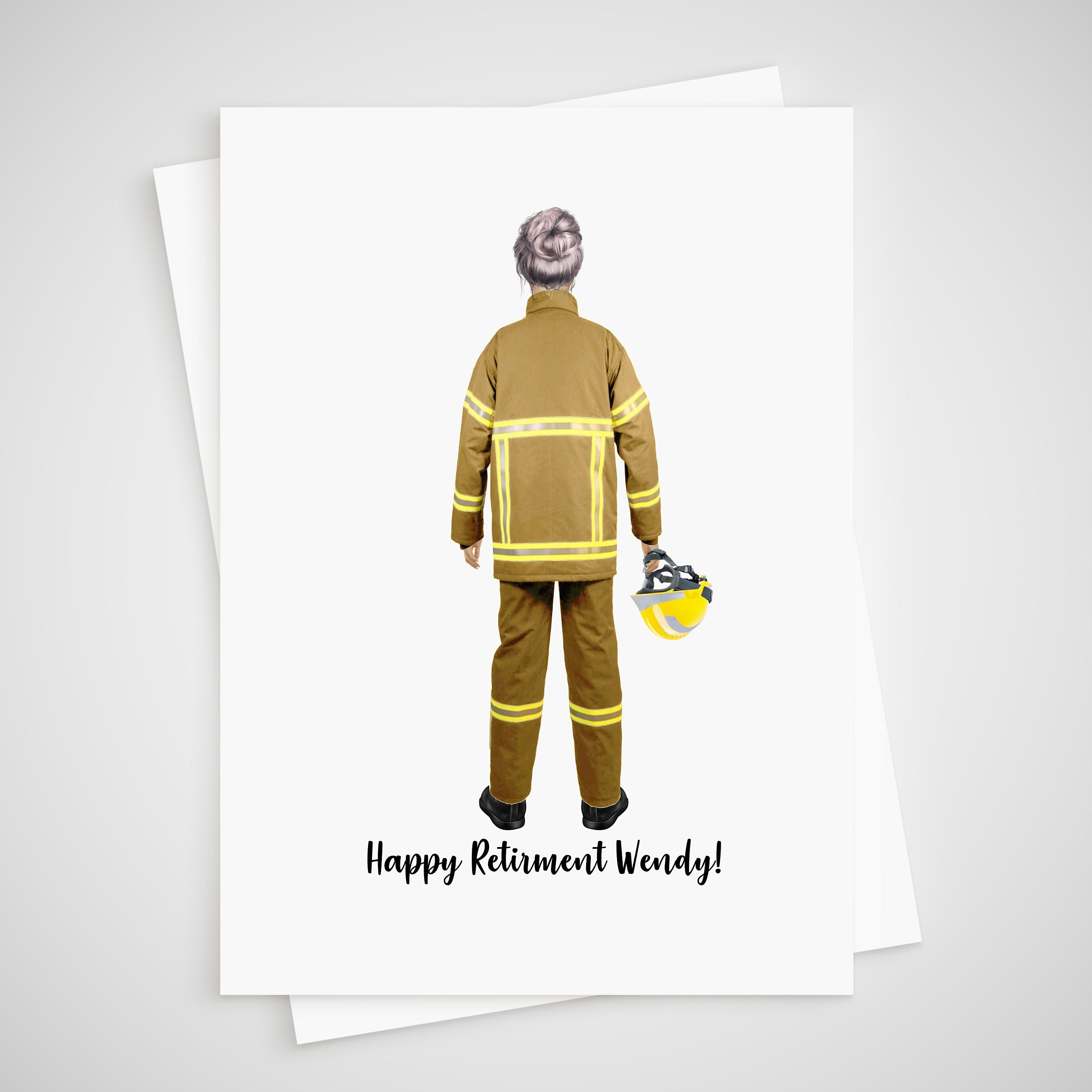 Firewoman Retirement Card Personalised firefighter