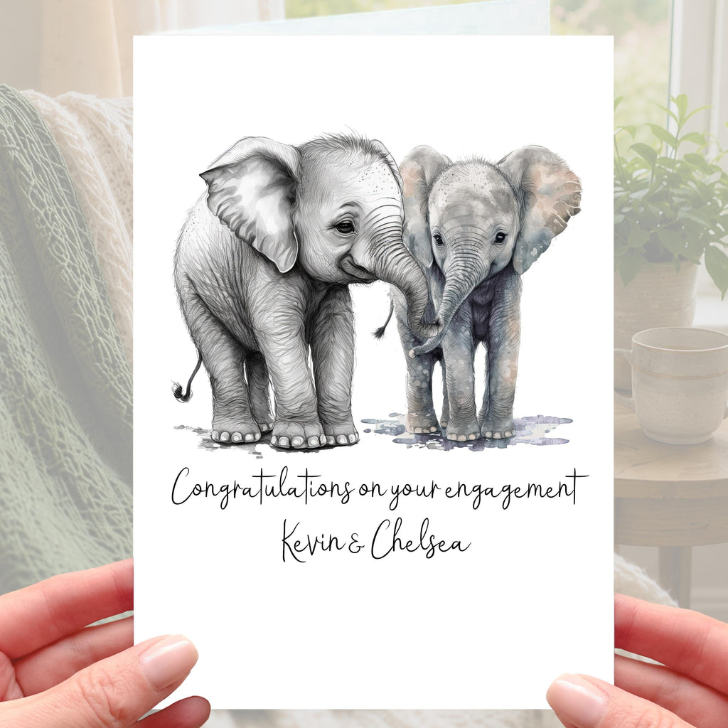 Elephant Engagement Card Personalised