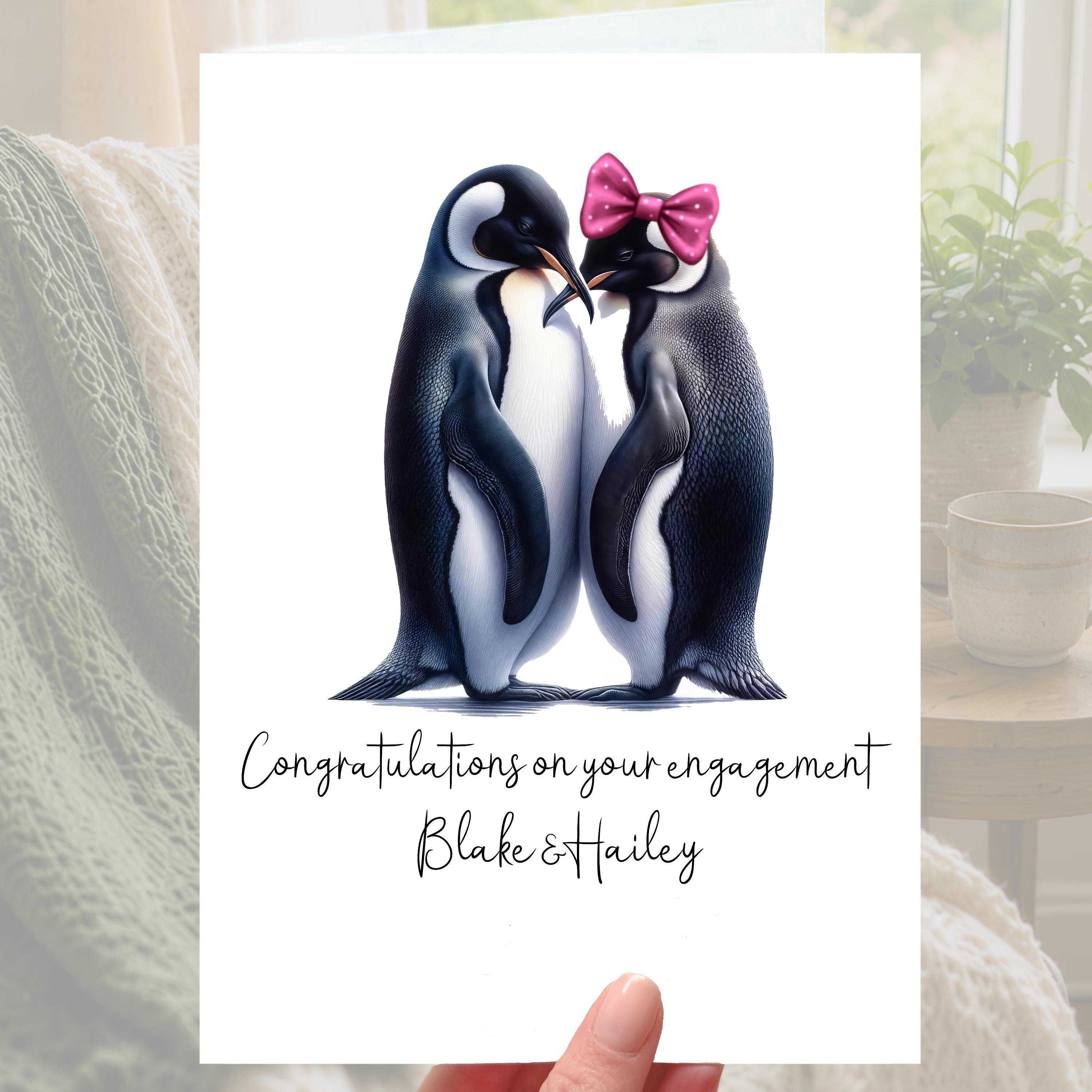 Penguin Engagement Card Personalised