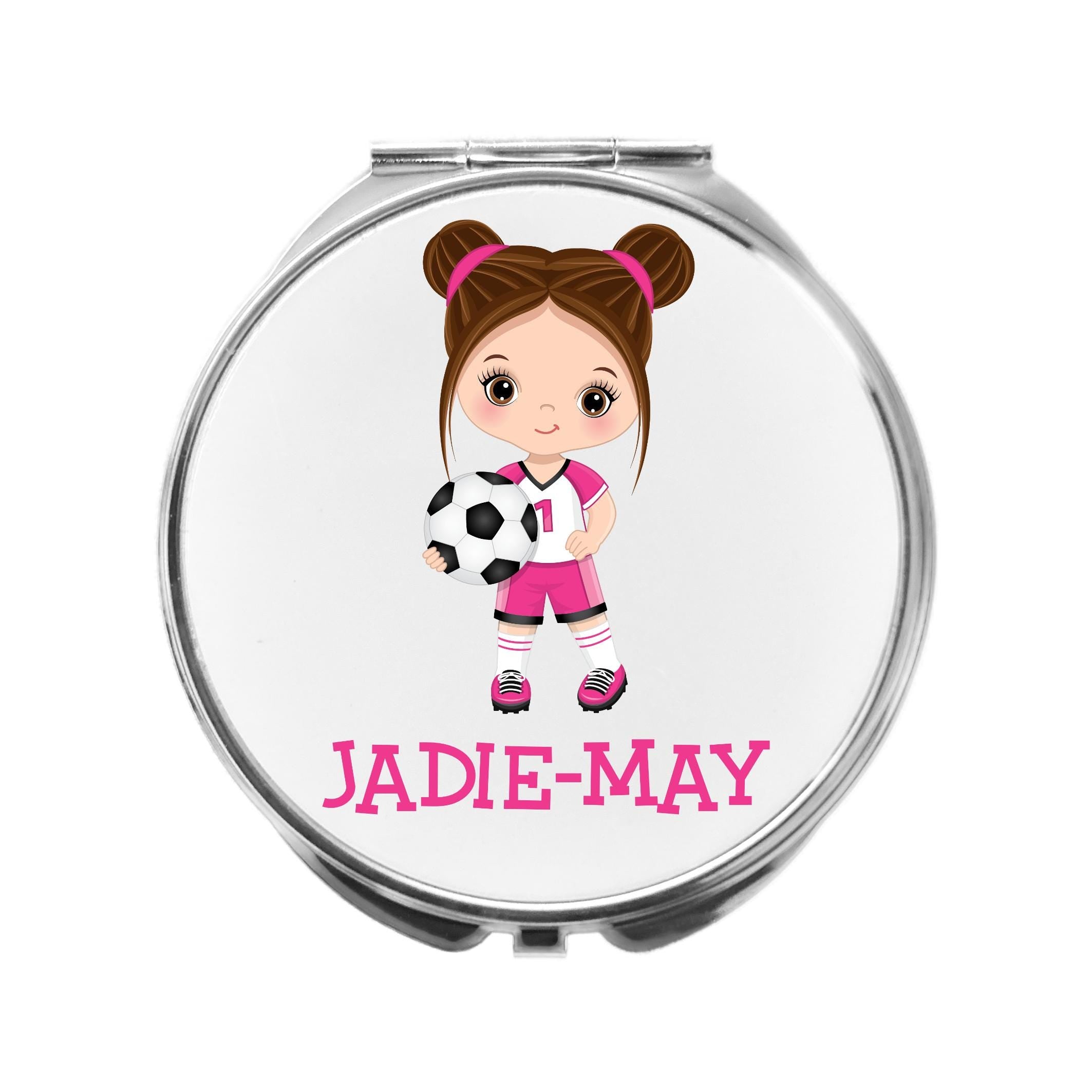 Personalised Football Girl Compact Mirror Soccer Ladies Soccer