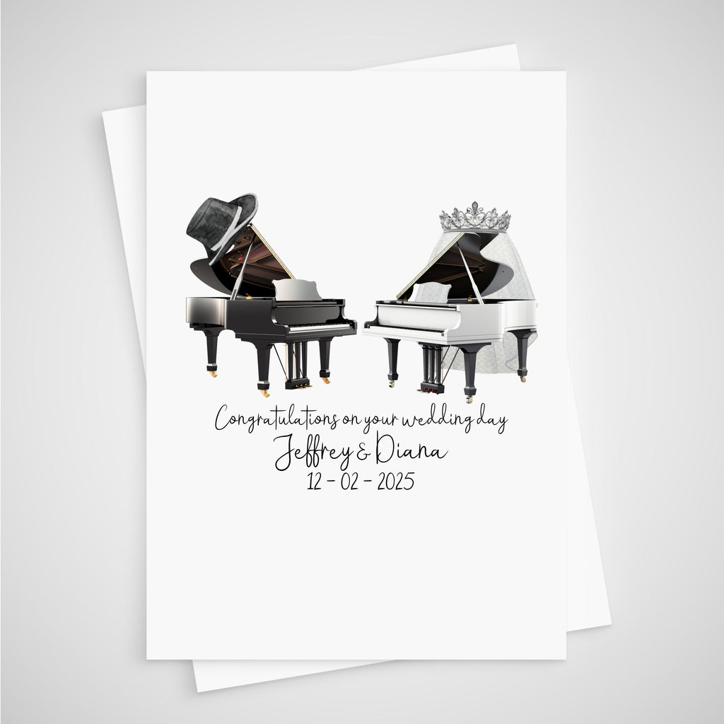 Personalised Piano Wedding Card Musician keyboard