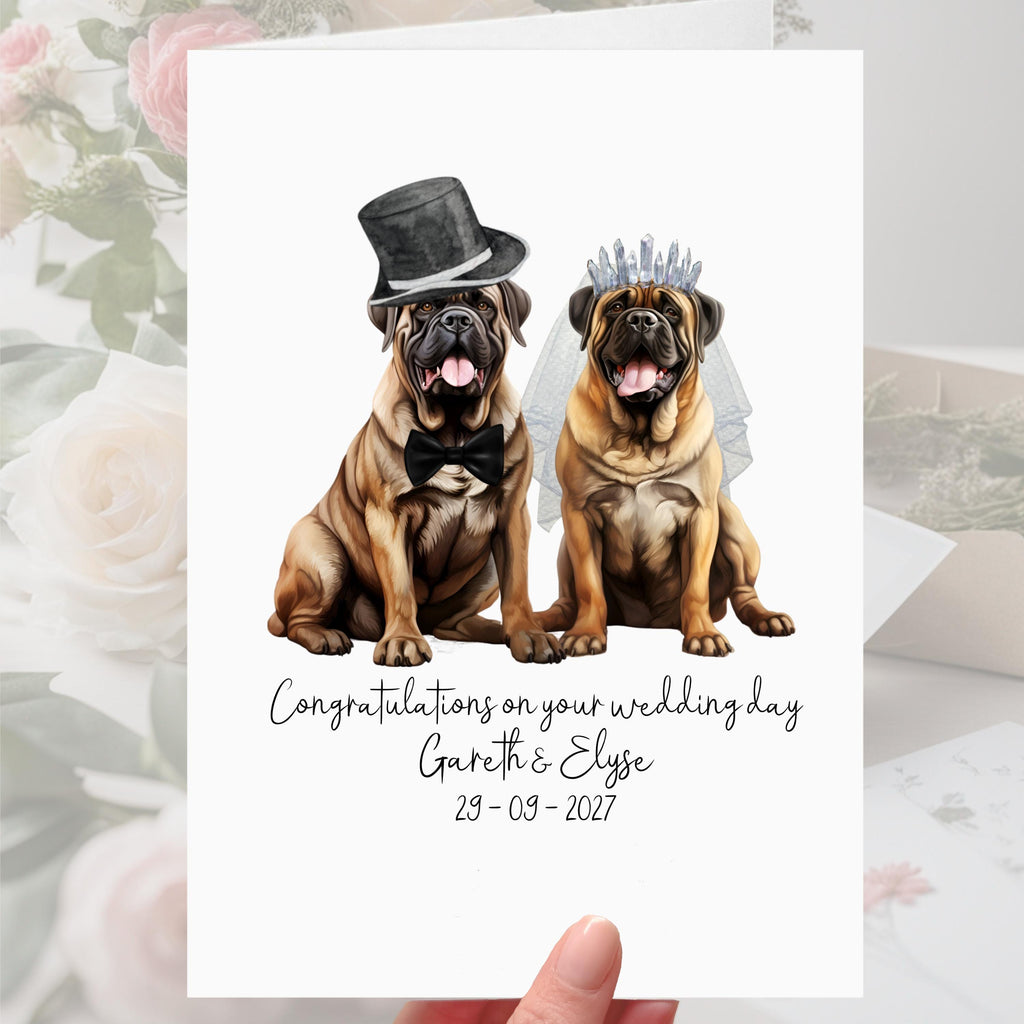 Bullmastiff Wedding Card Personalised Dog Bride & Groom