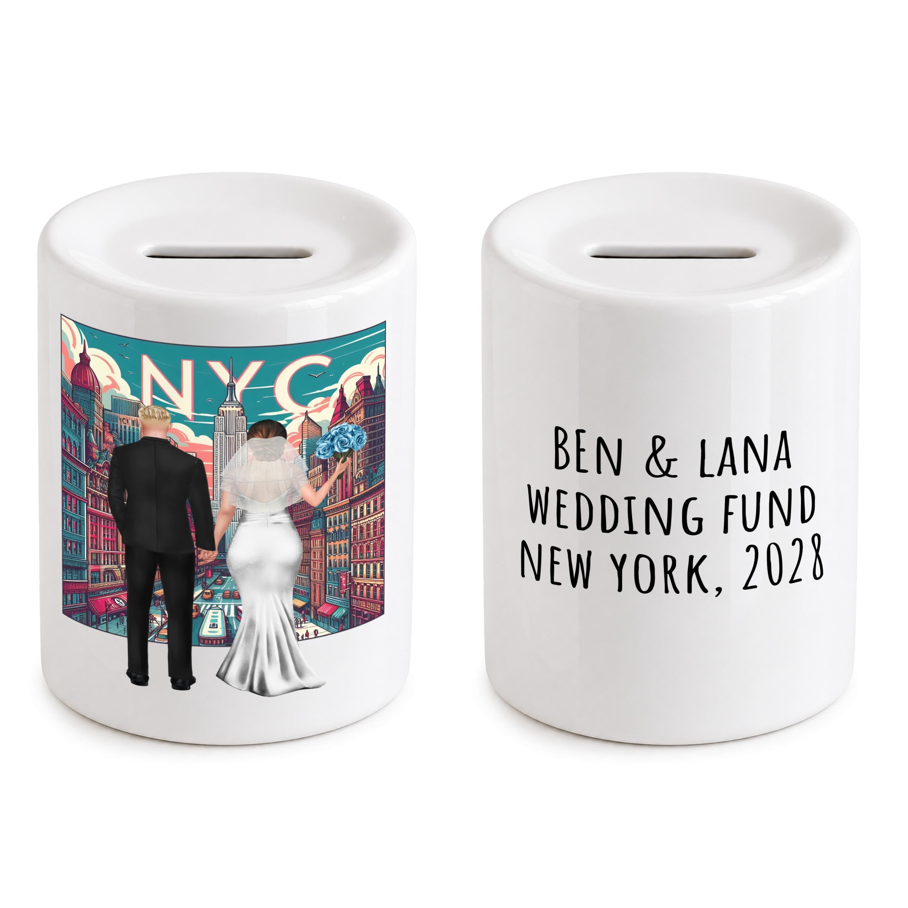 Personalized New York Wedding Fund Money Box - NYC, Central Park piggy bank
